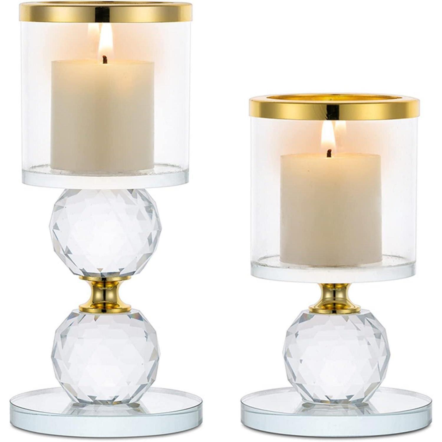 Kerzenständer Kerzenhalter Kristall Stabkerze Klein + Gro&xdf Gold