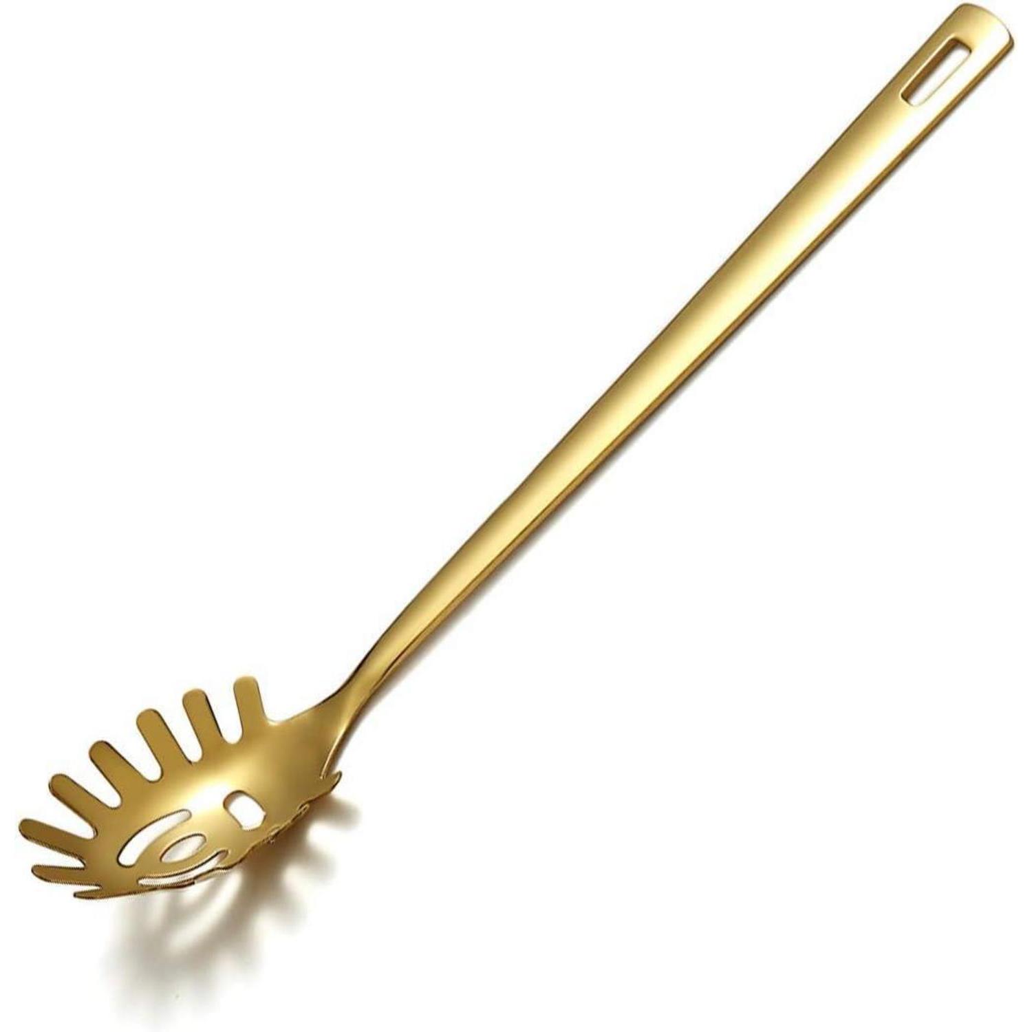 Nudelserver Spaghetti Edelstahl Titanvergoldung Gold 6. Nudelgabel