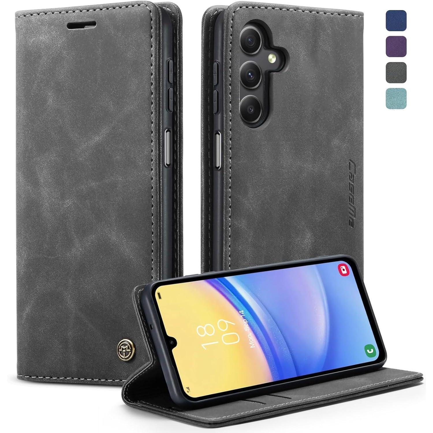 Kzb Samsung Galaxy A15 5g Handyhülle Leder Flip Case Grau