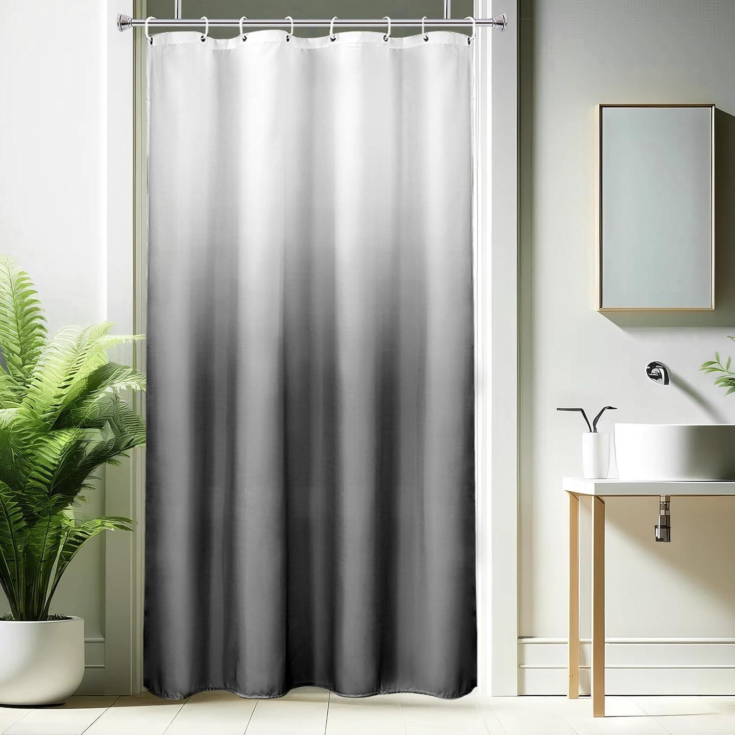 Duschvorhang 120x200cm Grau Textil Farbverlauf Wasserdicht Waschbar Mit 8 Ringen