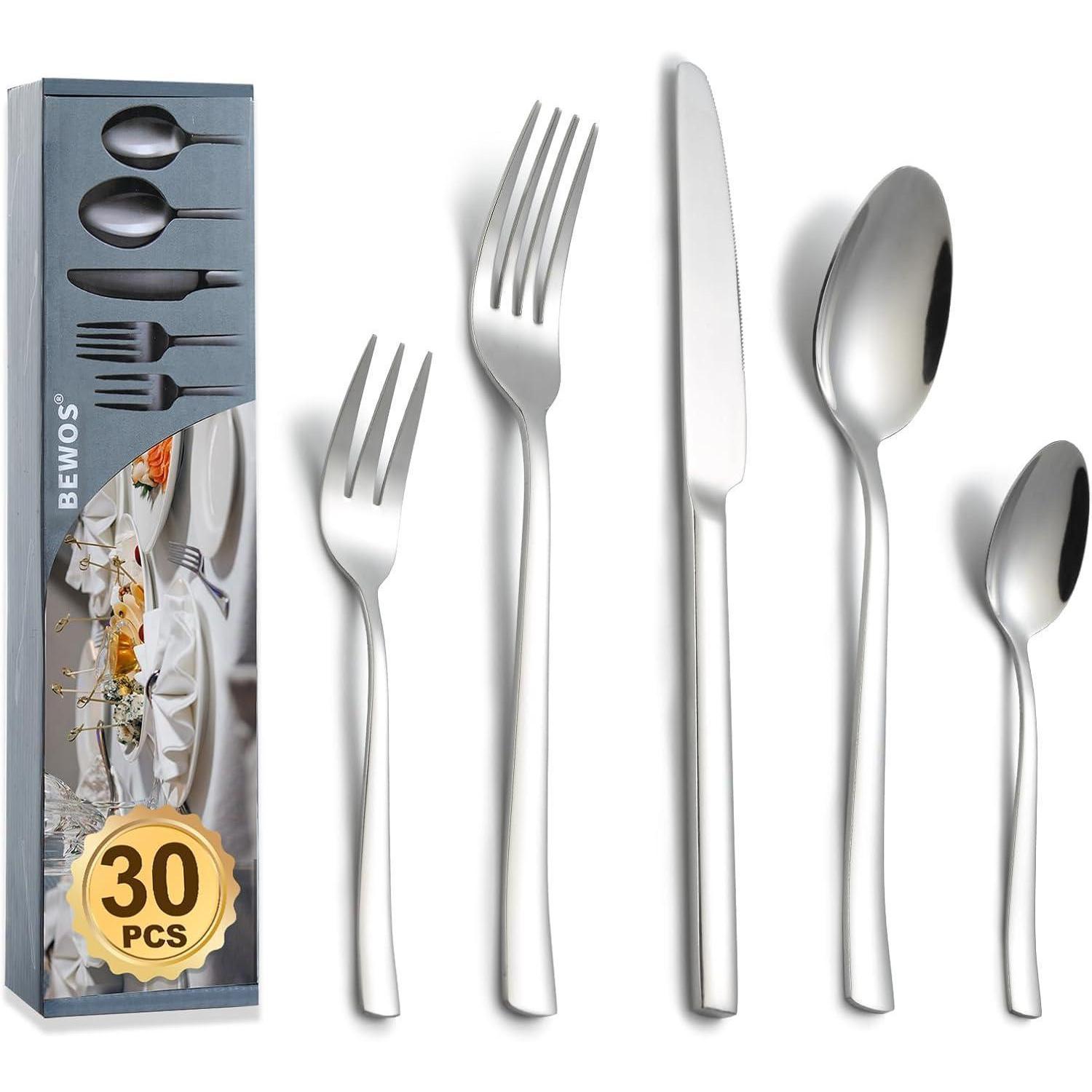 Besteckset 30 St&xfcck Silberne Quadratische Griffe 30 St&xfcck