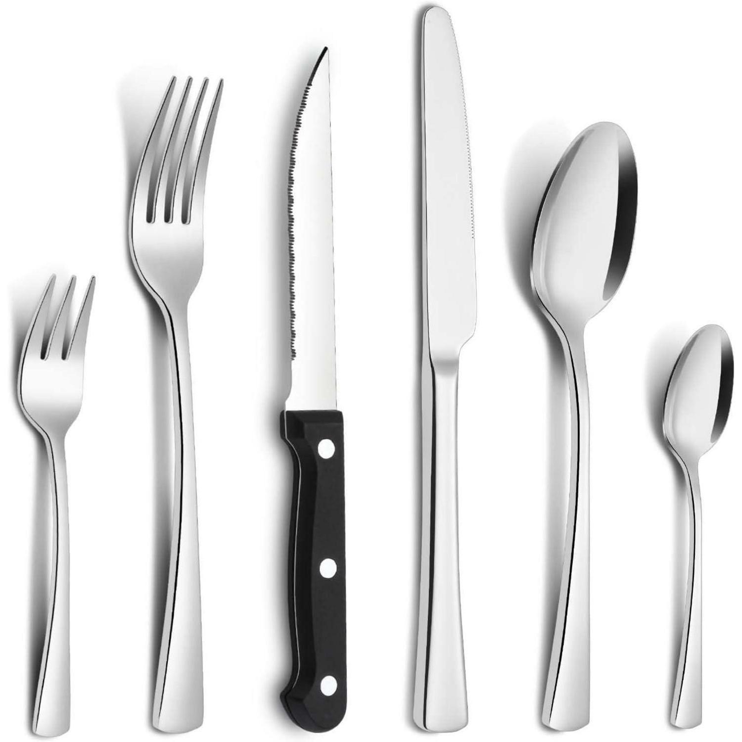 Besteckset Edelstahl 6 Personen Steakmesser 36 Teilig-silber 36 Teilig