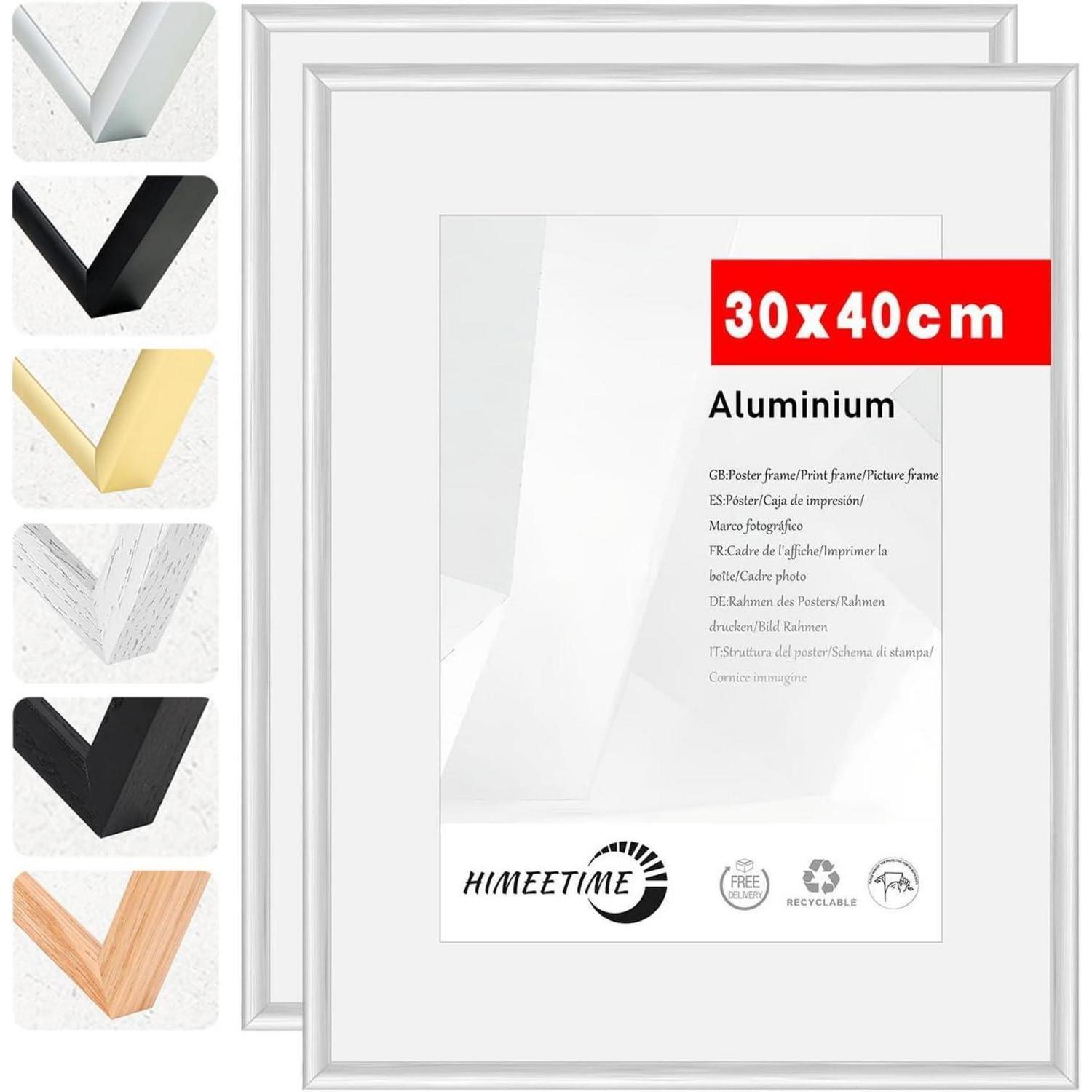 Bilderrahmen 30x40 2er Aluminium Silber Alu Silber 30x40cm 2x