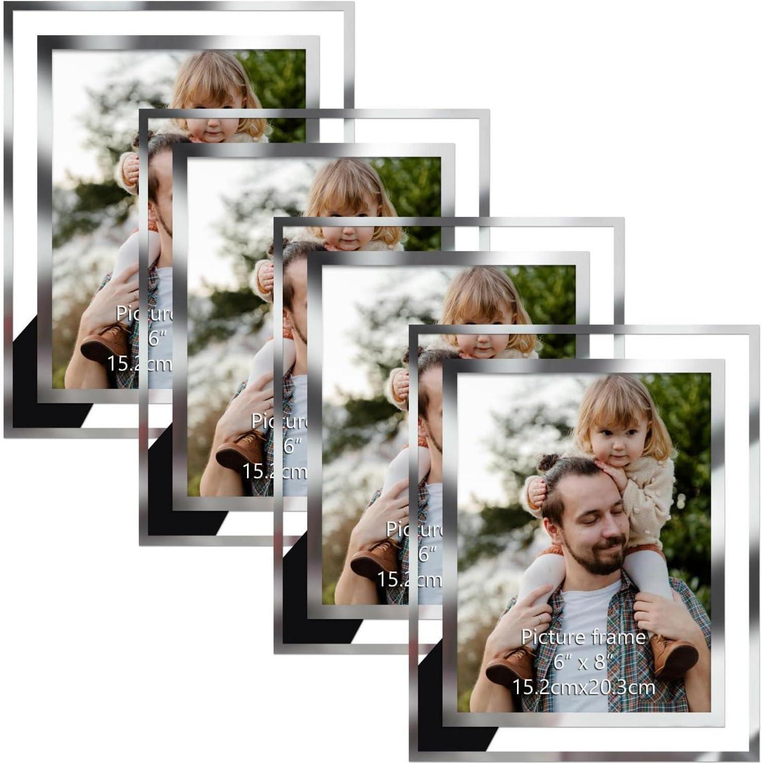 Bilderrahmen 4er Set 15x20 Glas Silber 15x20cm 4 St. Transparent