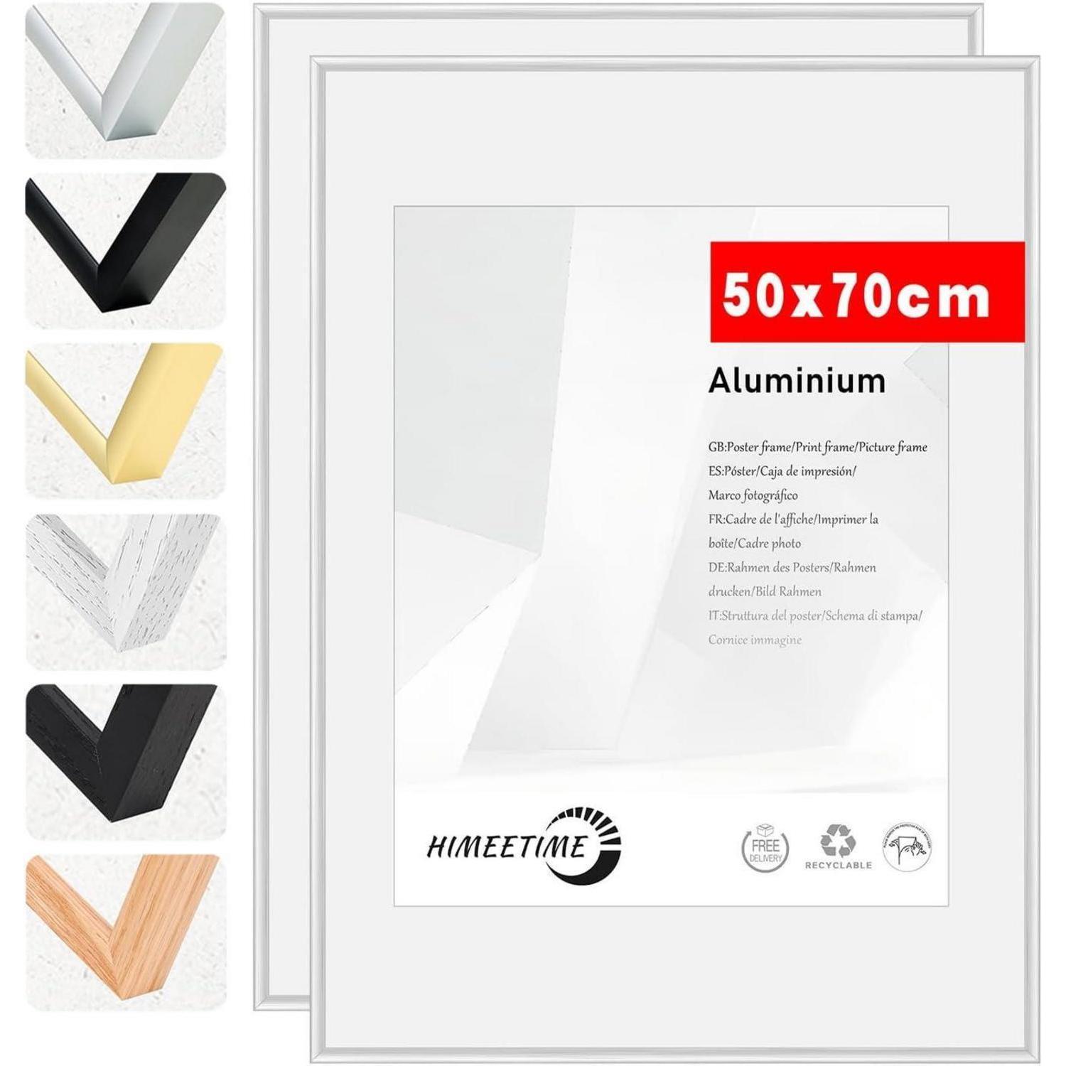 Bilderrahmen 50x70 Metall Fotorahmen Poster Alu Silber 50x70cm 2x