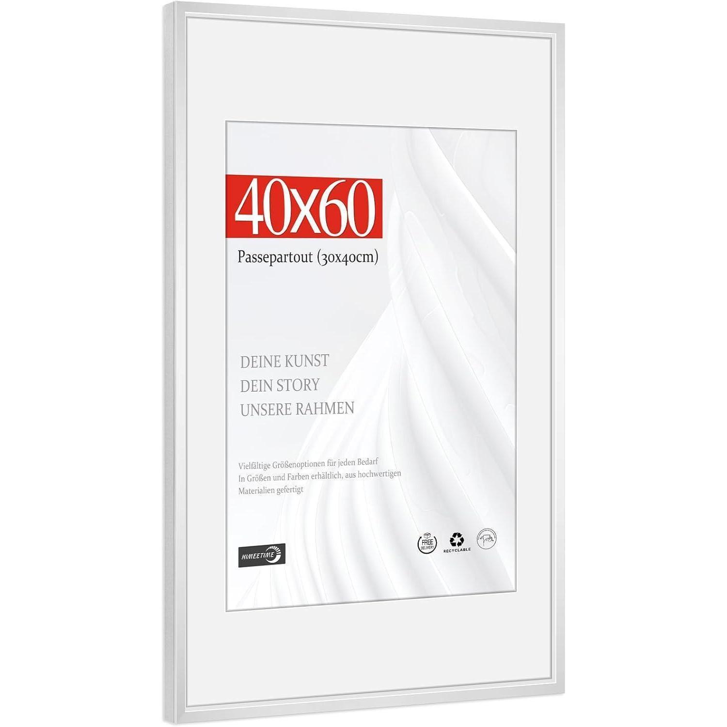 Bilderrahmen Passepartout 30x40cm Aluminium Alu Silber 40x60cm 1x