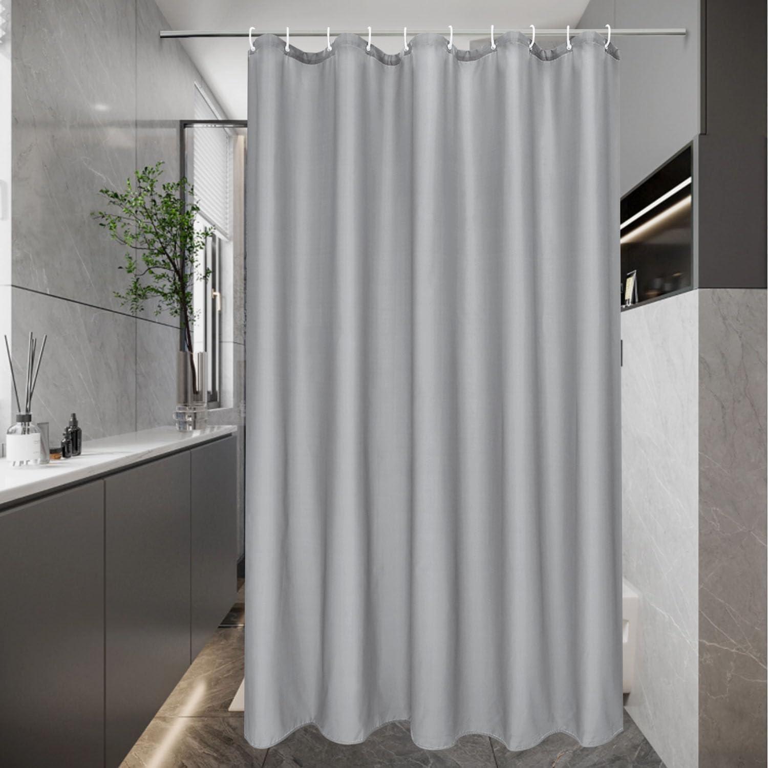 Duschvorhang 150x180cm Grau Textil Wasserabweisend Trocknend 10 Ringe