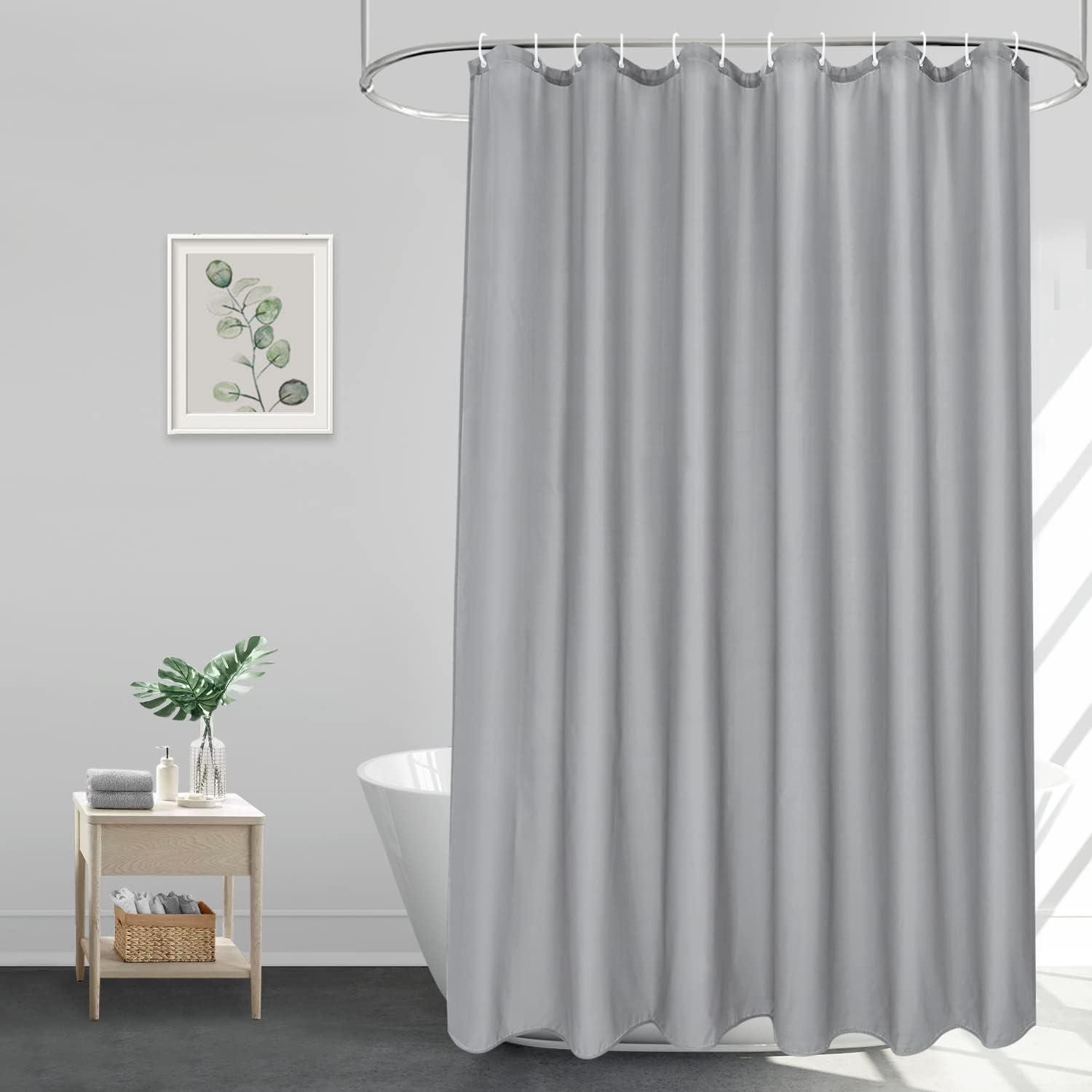 Duschvorhang 180x180 Grau Textil Wasserdicht Antischimmel Inkl. 12 Ringe