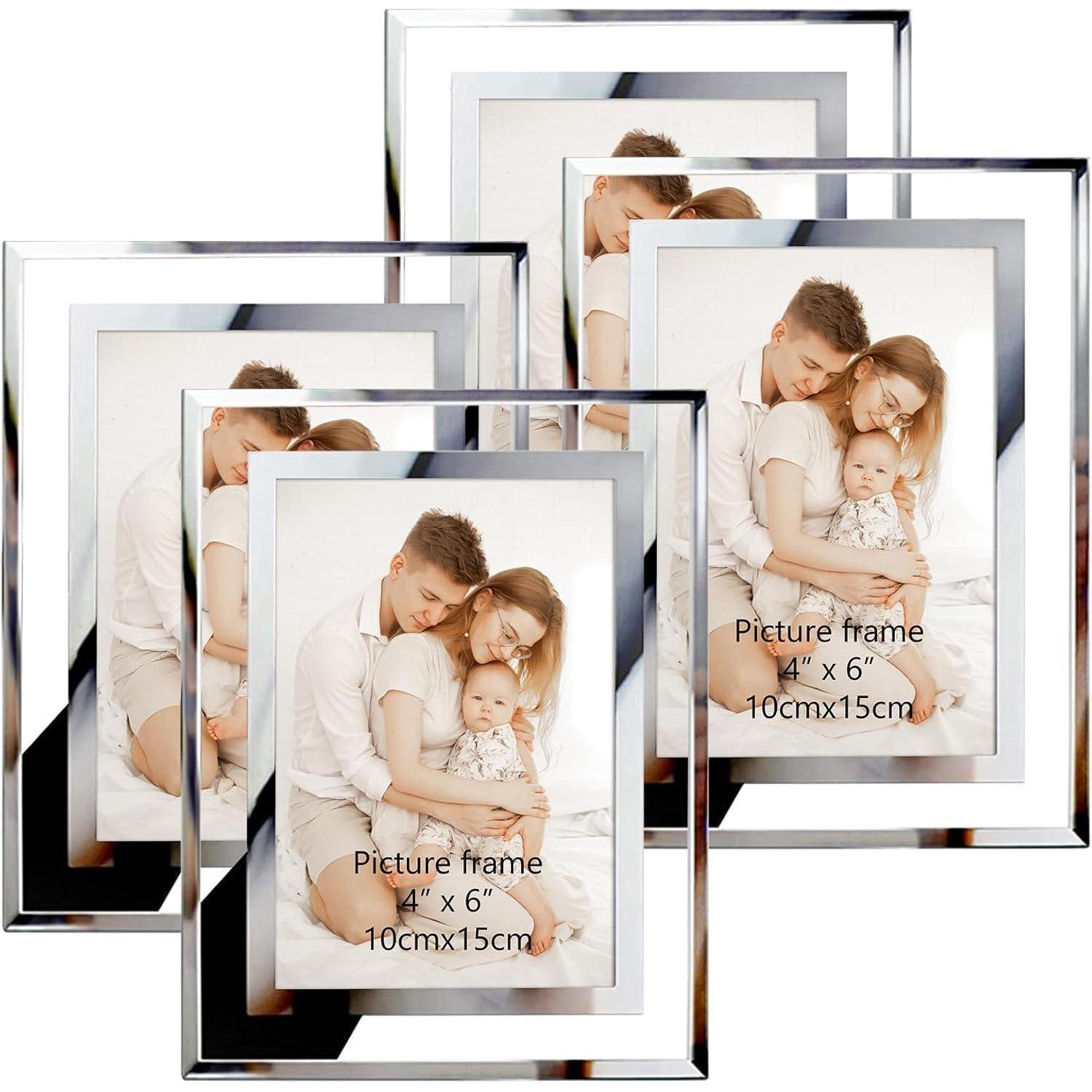 Glas Bilderrahmen Set 10x15 Cm Silber Fotorahmen Babyfotos Familie Hochzeit