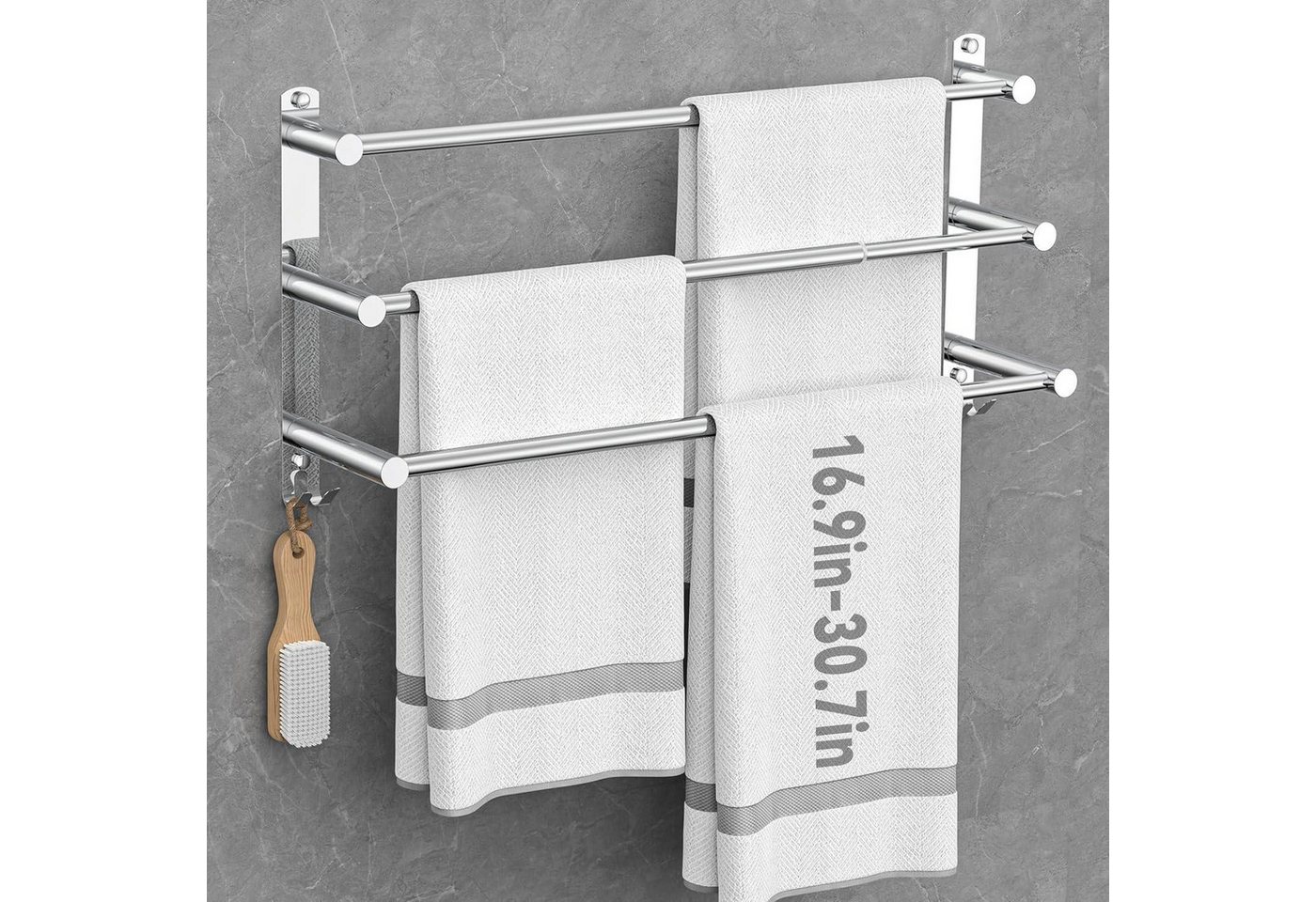 Handtuchhalter Ausziehbar 43-78cm Edelstahl Ohne Silber 3-schicht Bild 2