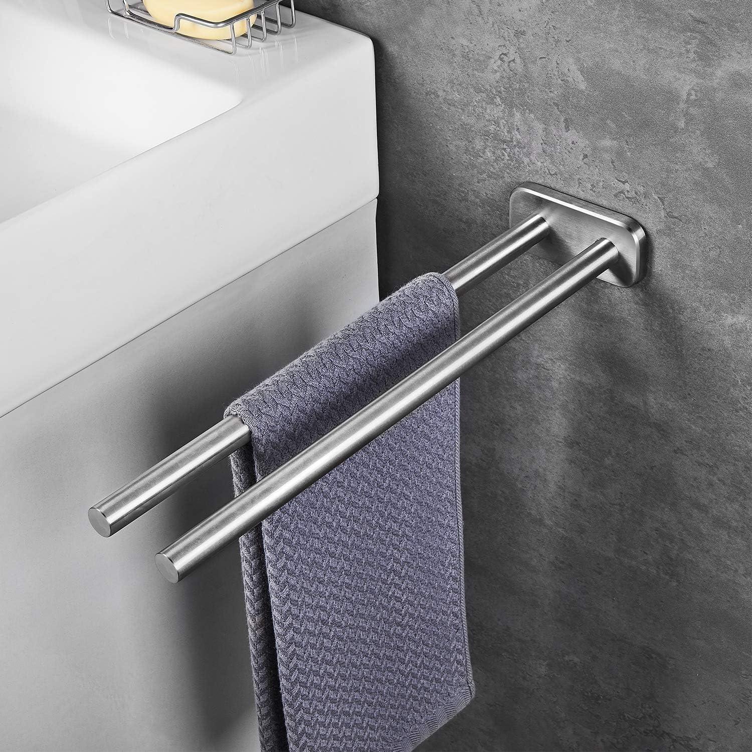 Handtuchhalter Edelstahl Wandmontage Zweiarmig 40cm Silber