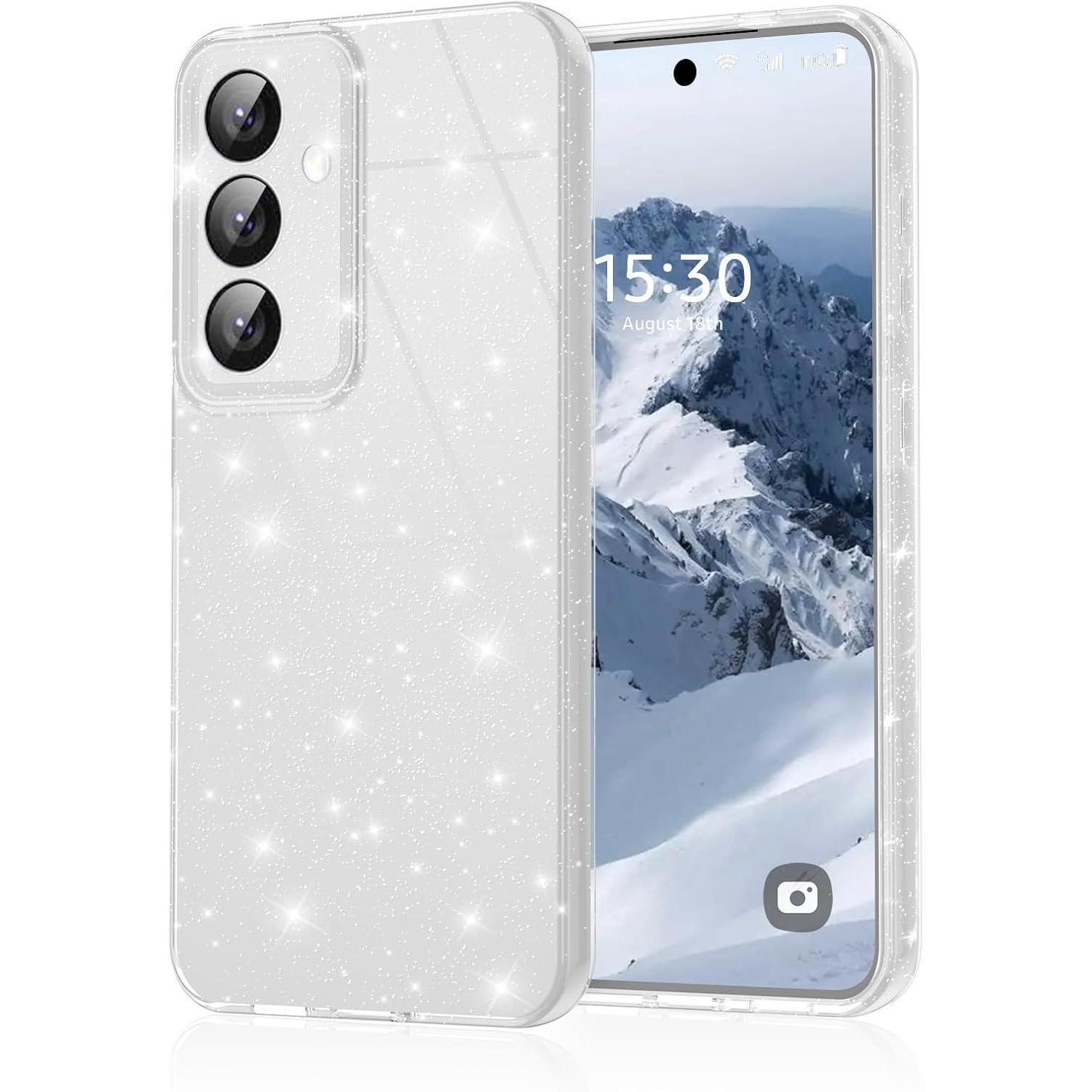 Handyhülle S24 Fe Tpu Glitzer Samsung Galaxy S24 Fe Silbrig
