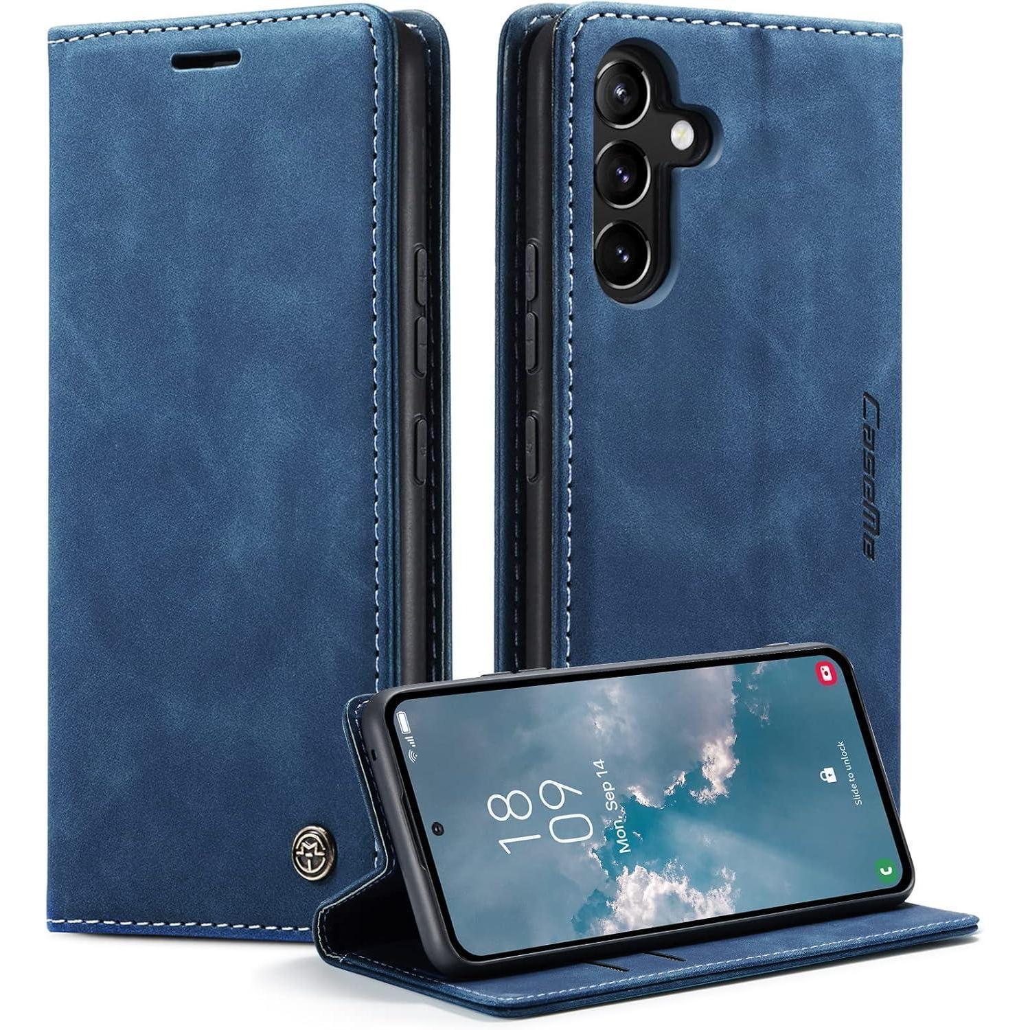 Kzb Samsung Galaxy A54 5g Hülle Leder Flip Magnet Stand Grau