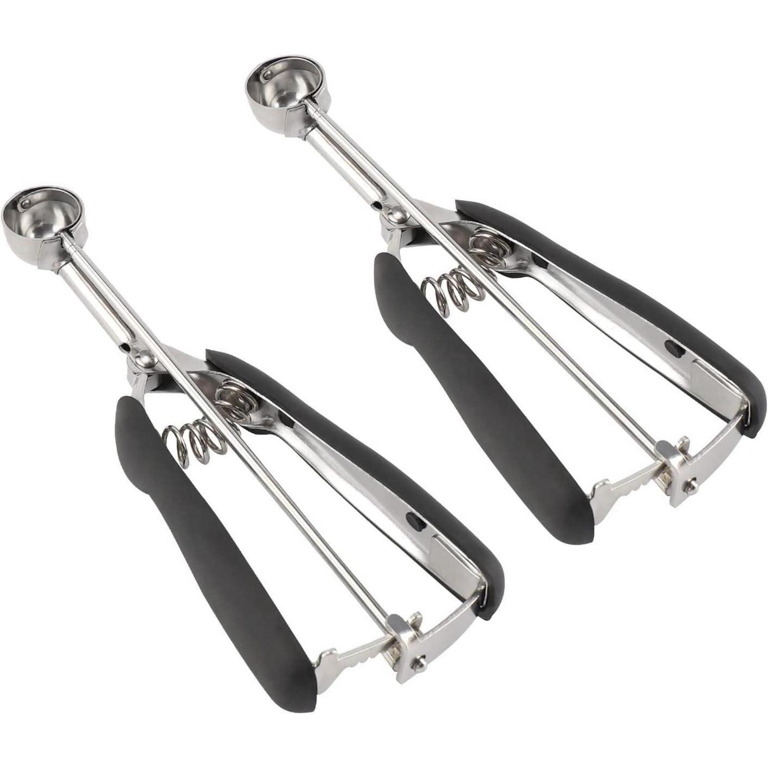 Keksschaufel Set 2 Teelöffel Edelstahl Auslöser Griffe 25mm+30mm