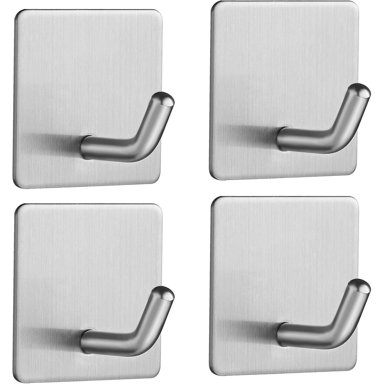 Klebehaken Edelstahl Ohne Bohren Handtuchhaken 4 Silber 4 Hooks