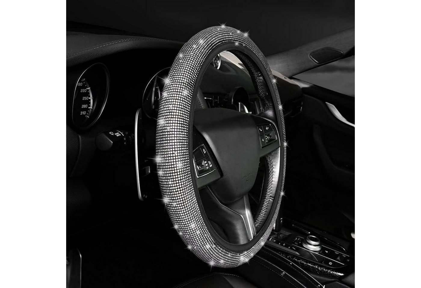Lenkradbezug Universal Auto Glitzer Rhinestones Deko Frauen Silber Bild 2