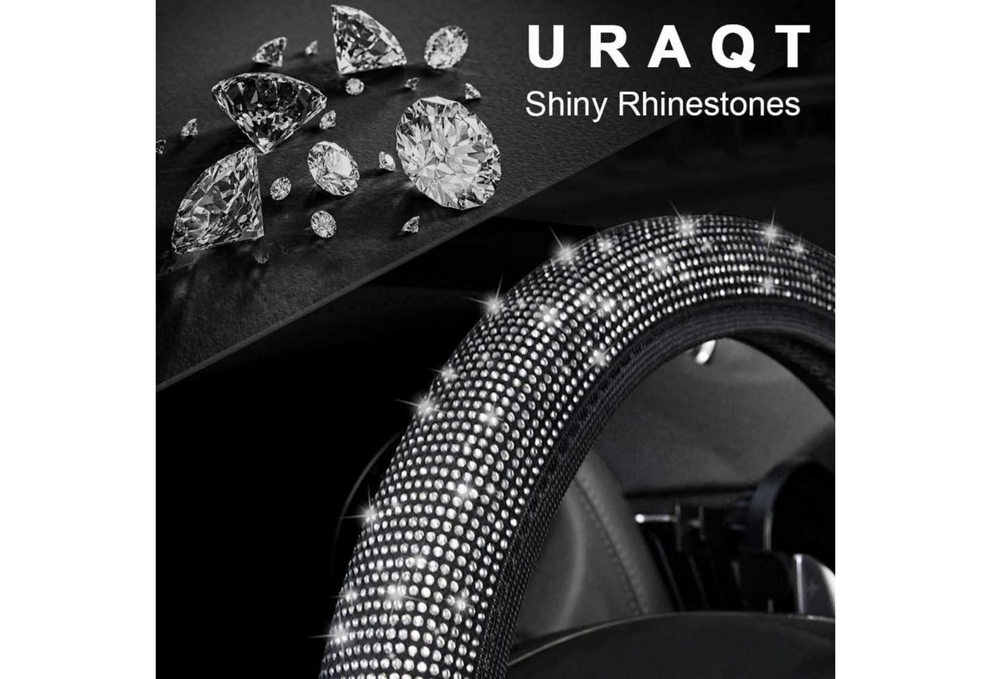 Lenkradbezug Universal Auto Glitzer Rhinestones Deko Frauen Silber Bild 3