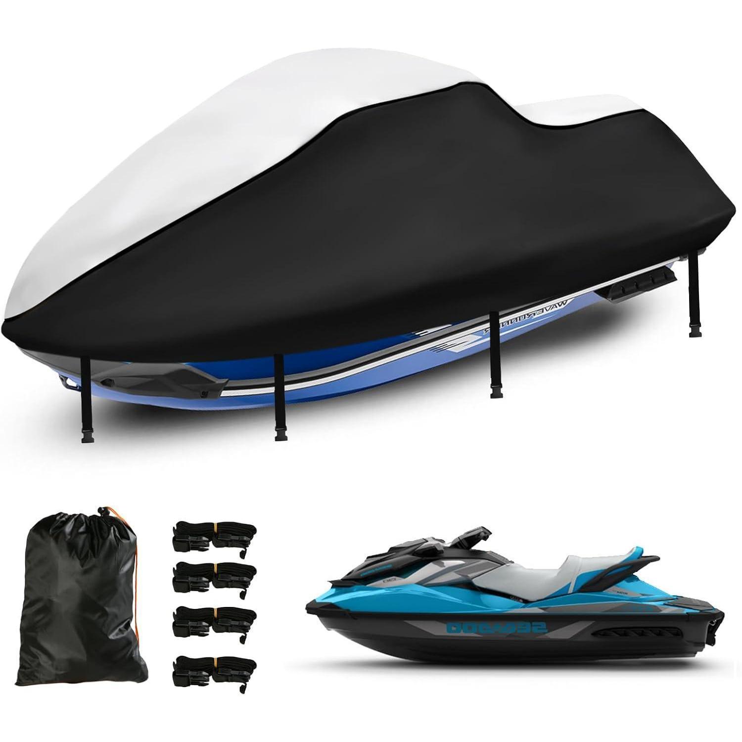 Jet Ski Abdeckung 3 Sitzer 420d Uv-geschützt Wasserdicht 345-368cm Silber