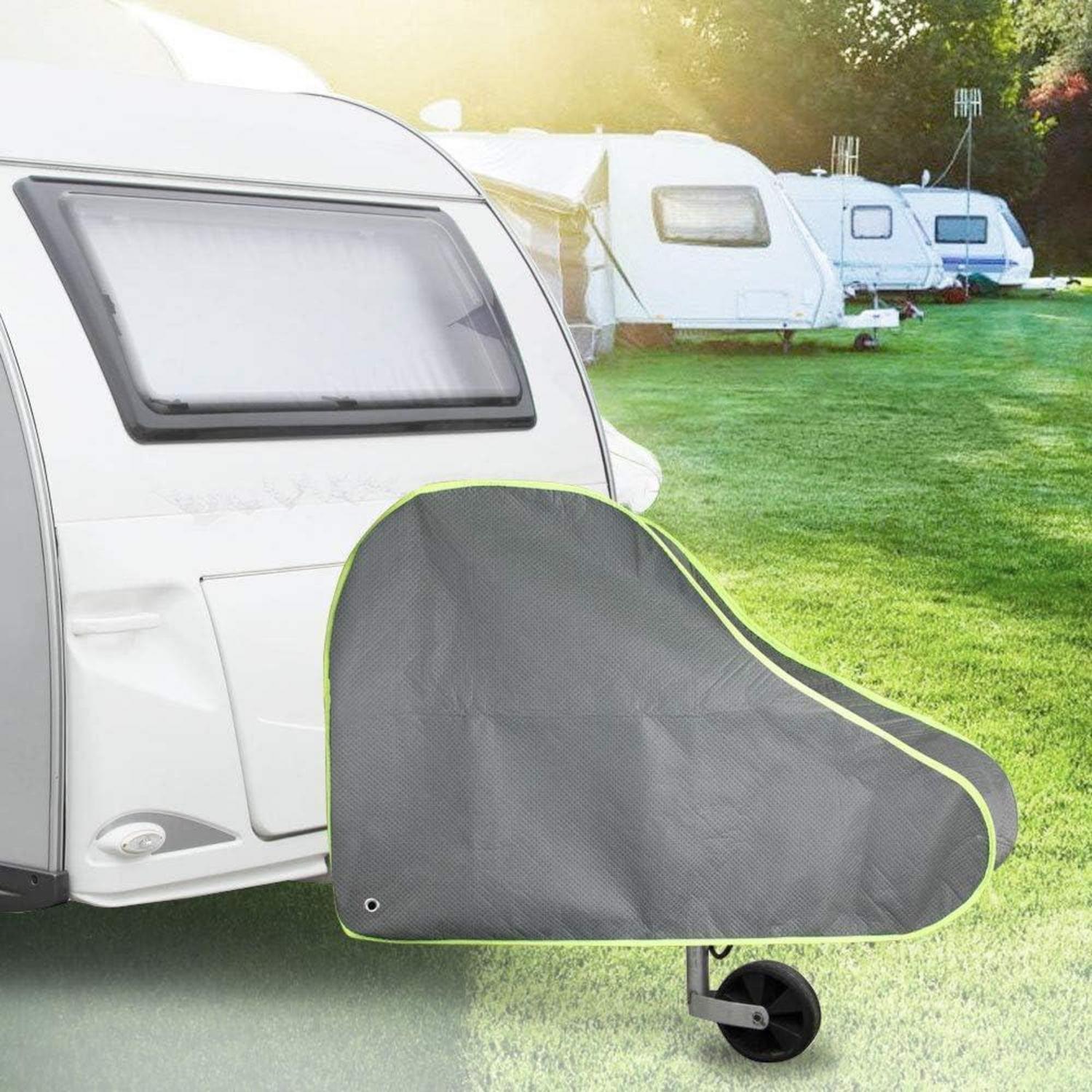 Deichselabdeckung Wohnwagen Universal Schutzhülle Grau Reflektorbänd