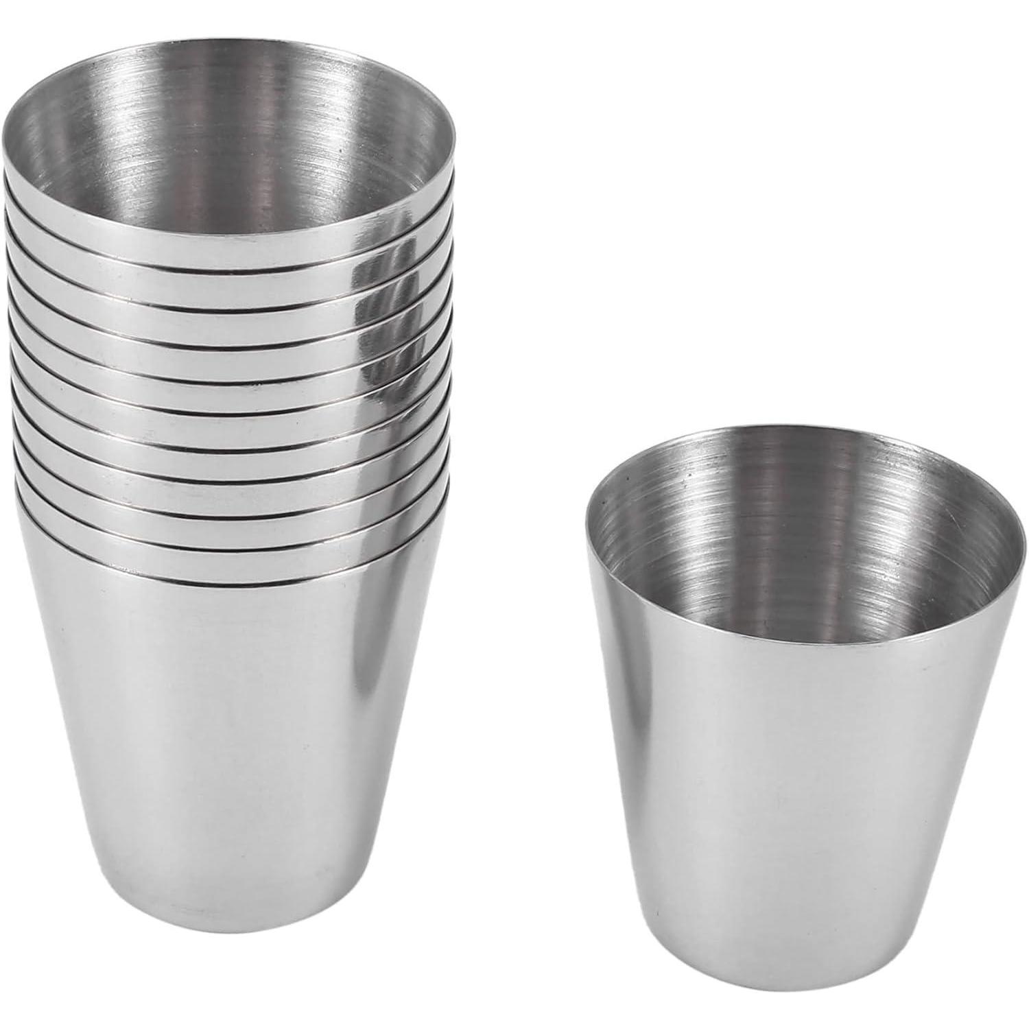 12er Set Edelstahlbecher 30ml Schnaps Camping Kaffee Tee Whisky Likör