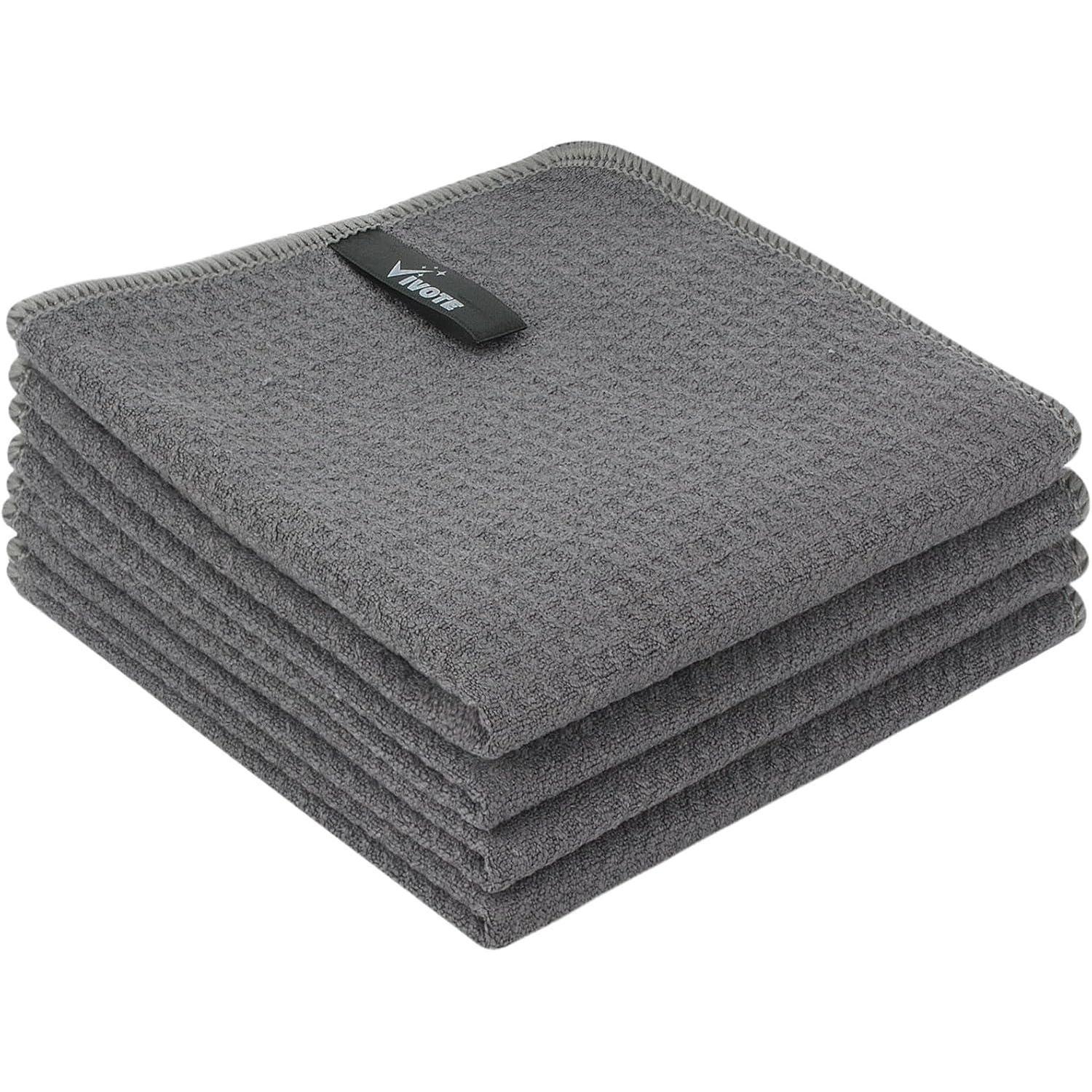Mikrofasertücher Grau Waffeltuch 33x33cm 4er Set Für Küche & Barista, Fusselfrei