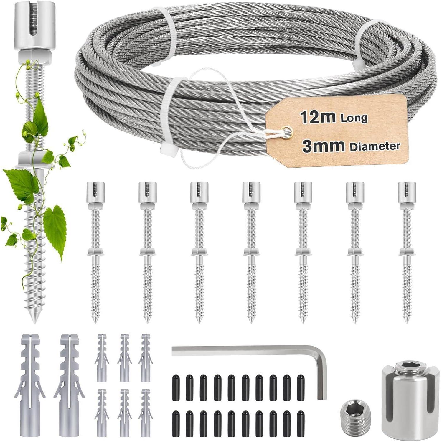 Rankhilfe Kletterpflanzen Edelstahl 12m Stahlseil 8 Halter Ros En Weinreben
