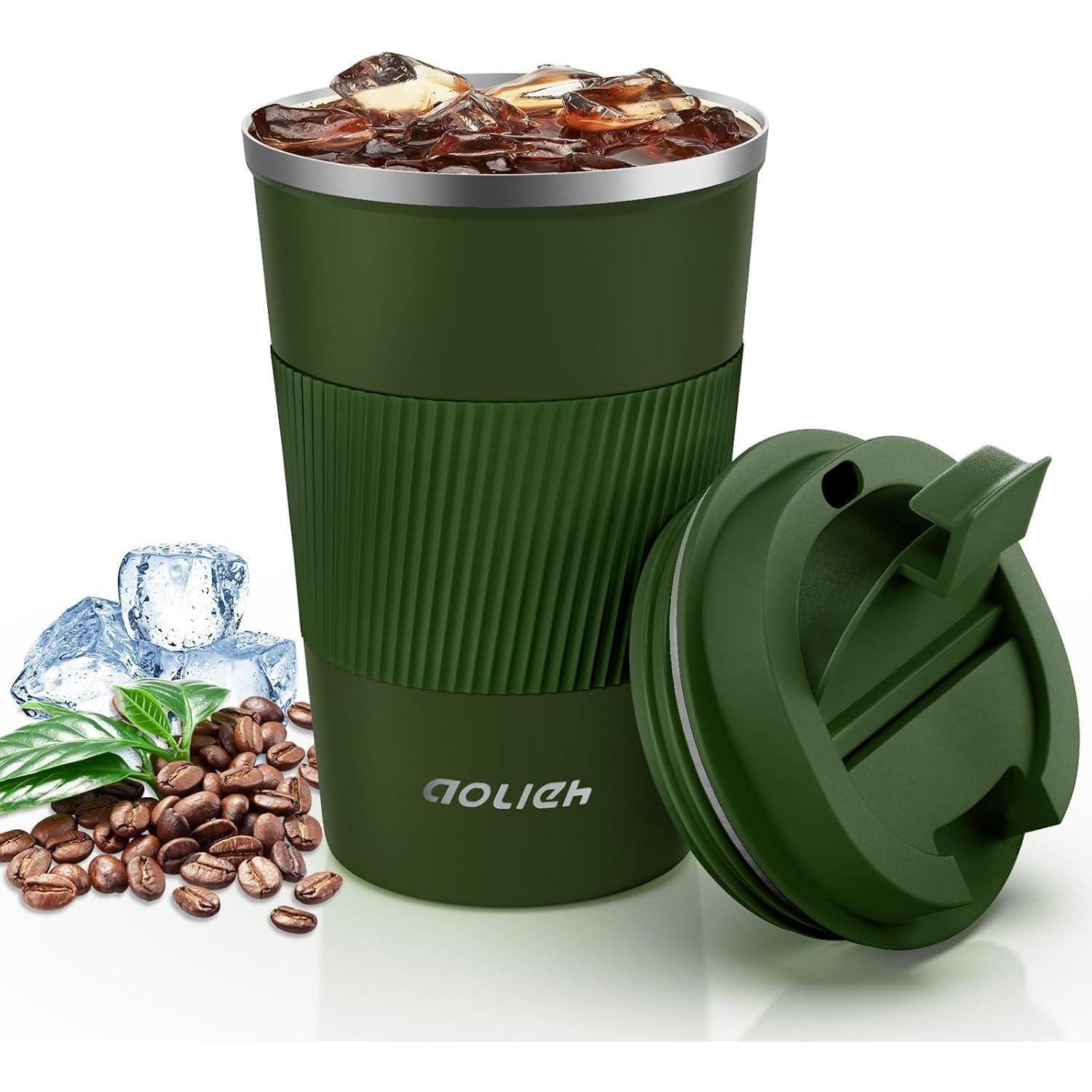 Thermobecher Kaffeebecher Isolierbecher Edelstahl Travel Mug 380ml Grün