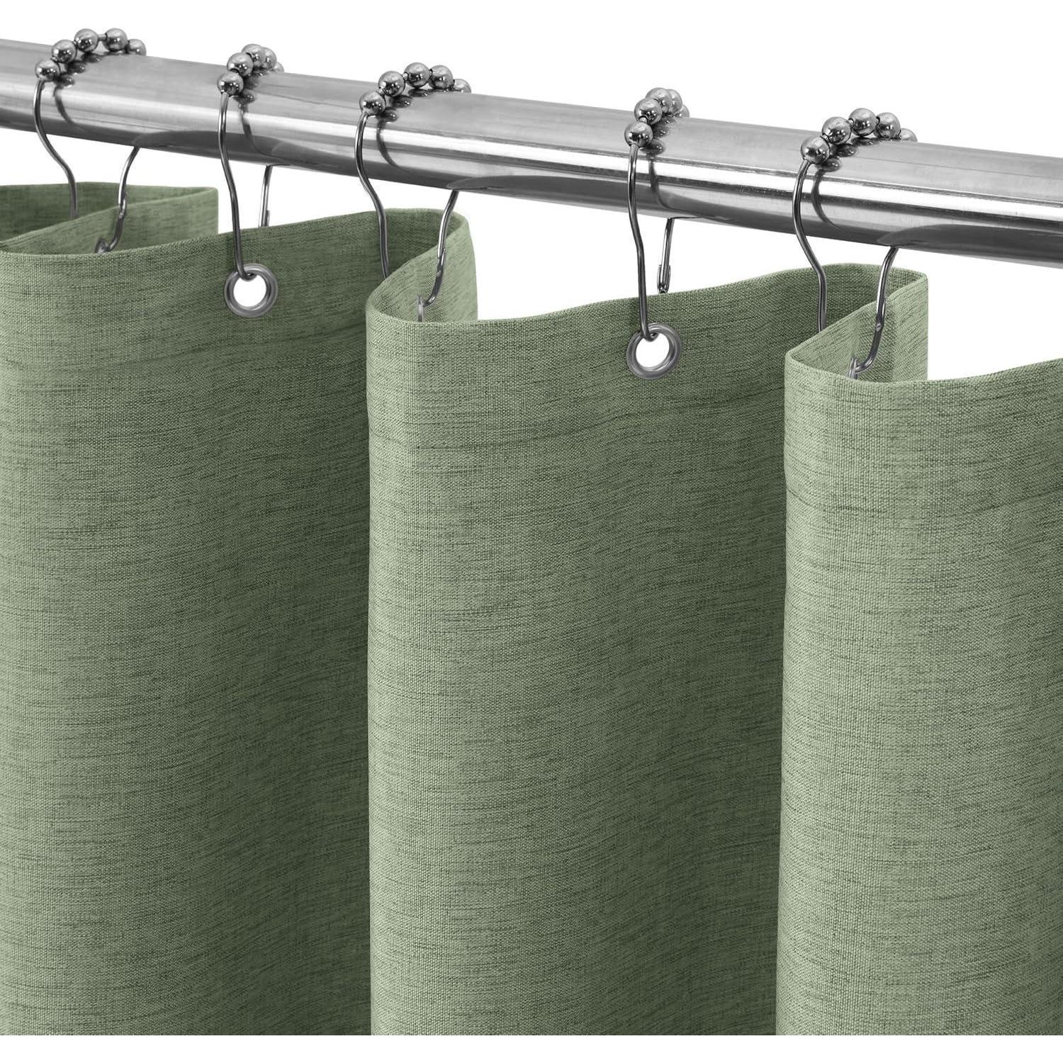 Duschvorhang Metallringe Leinen - Gr&xfcn H182 X B122 Cm (1er Pack)