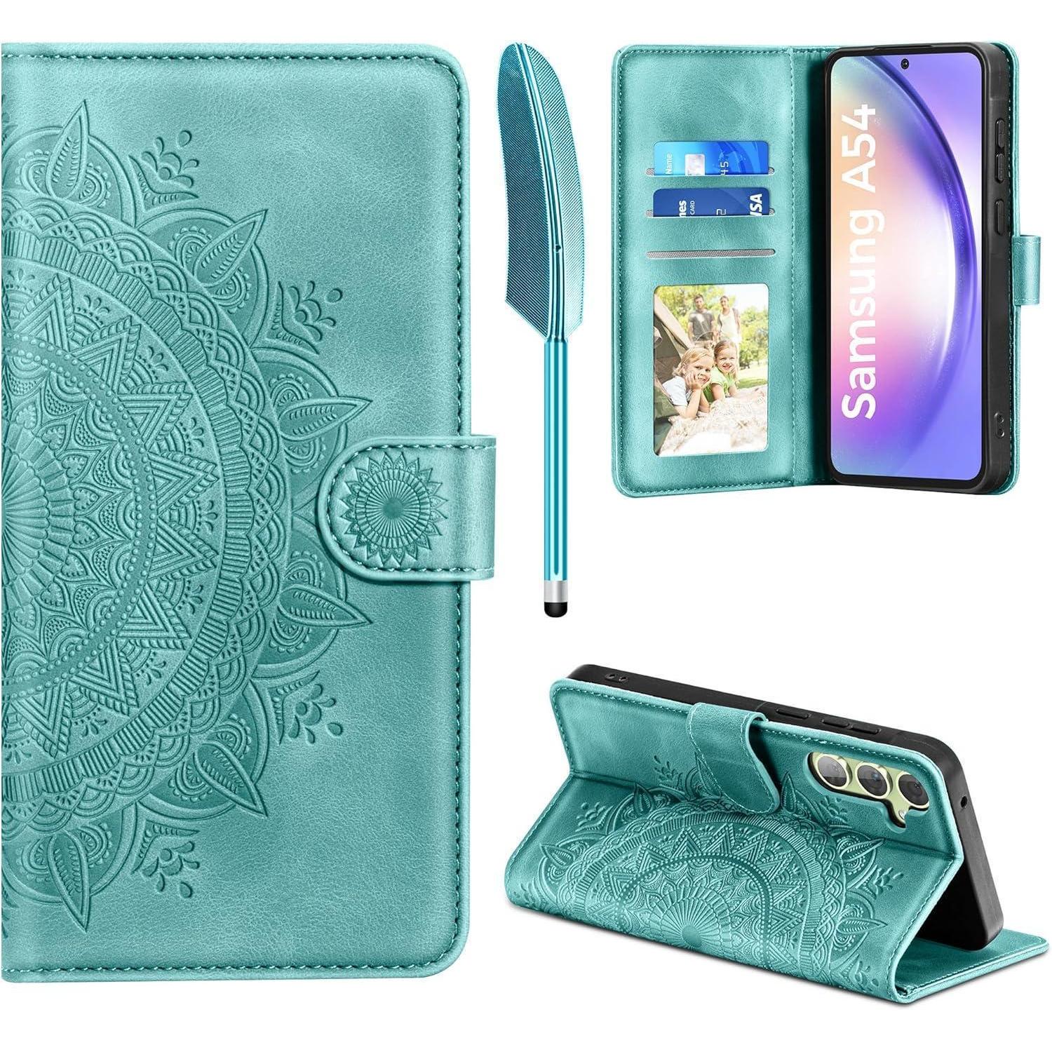 Samsung Galaxy A54 5g Lederhülle Flip Wallet Case Grün