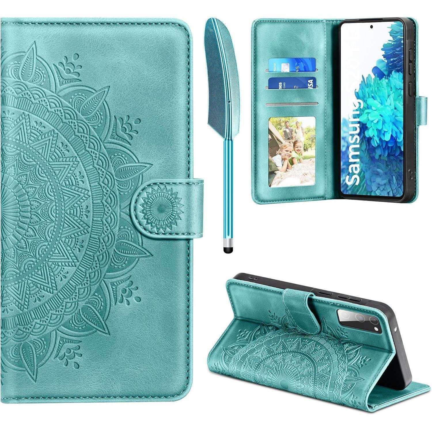 Lederhülle Samsung Galaxy S20 Fe Flip Wallet Schutzhülle Grün