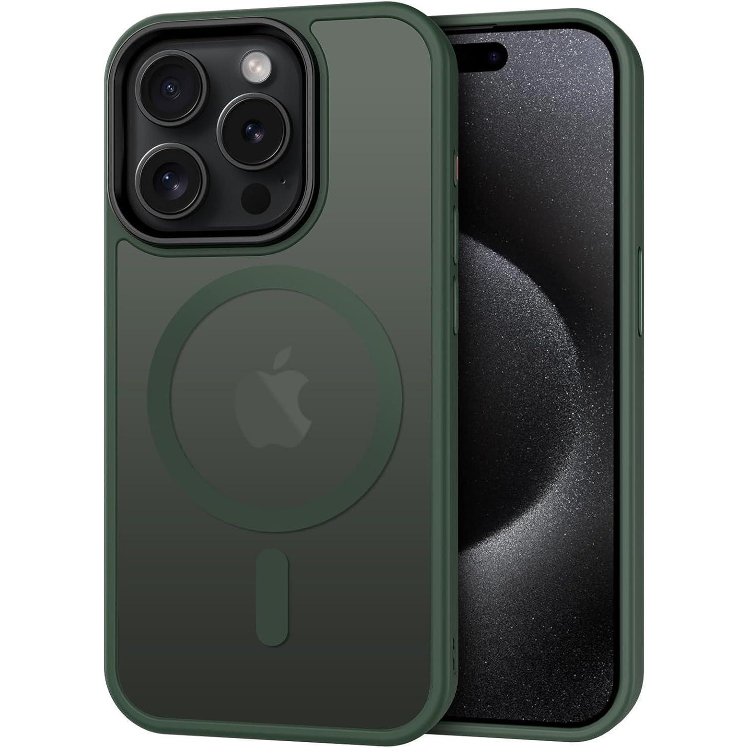 Handyhülle Kameraschutz Stoßfest Kratzfest Iphone 15 Pro Dunkel Grün