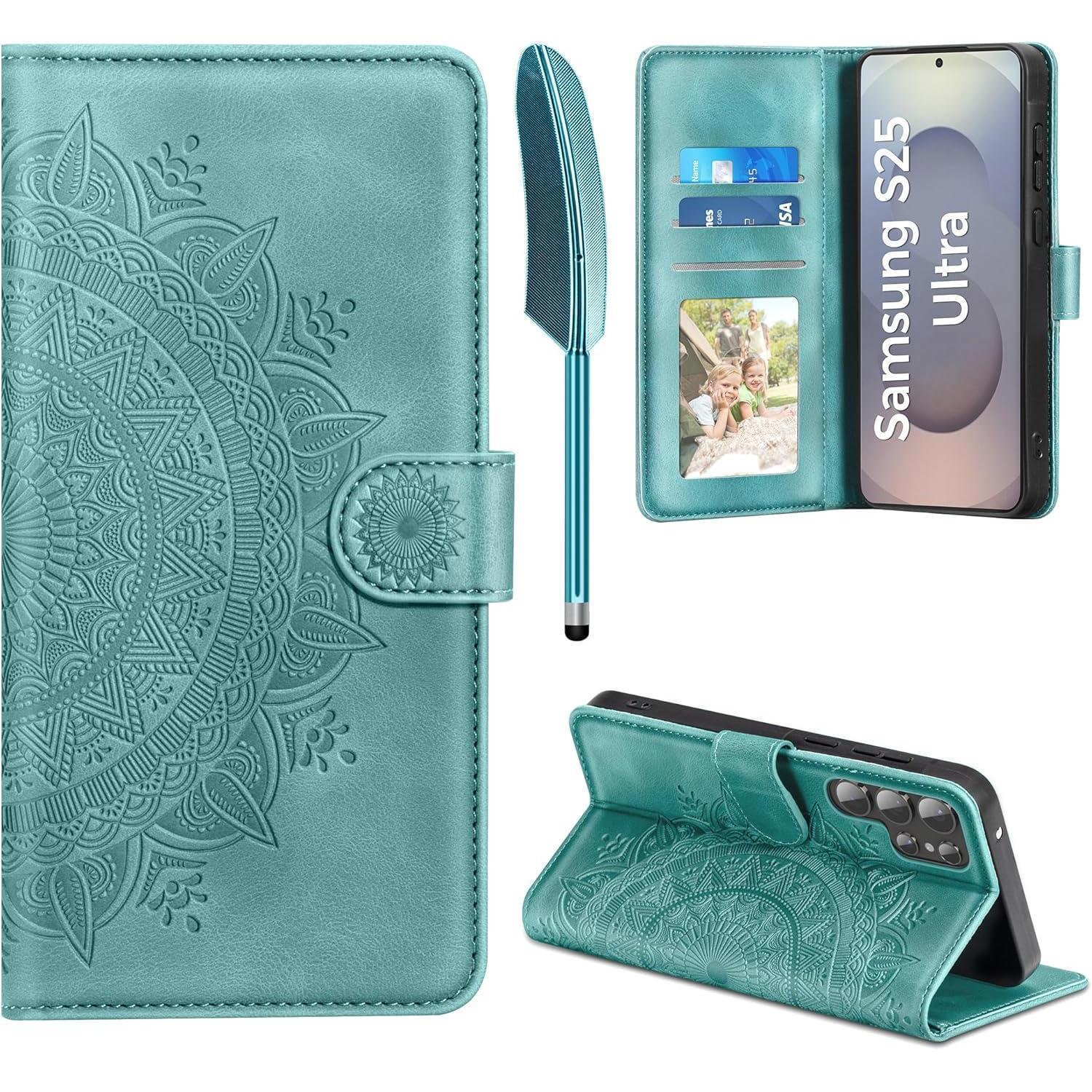 Handyhülle S25 Ultra Flip Wallet Samsung Galaxy S25 Ultra Grün