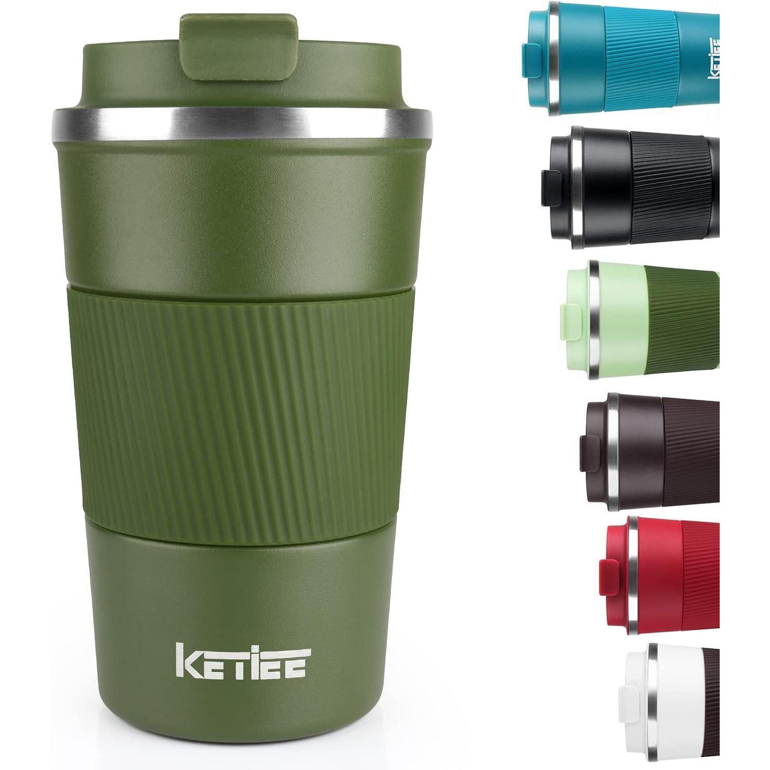 Ketiee Kaffeebecher To Go 510ml Thermobecher Kaffee-to-go Olivgrün 1 Stück