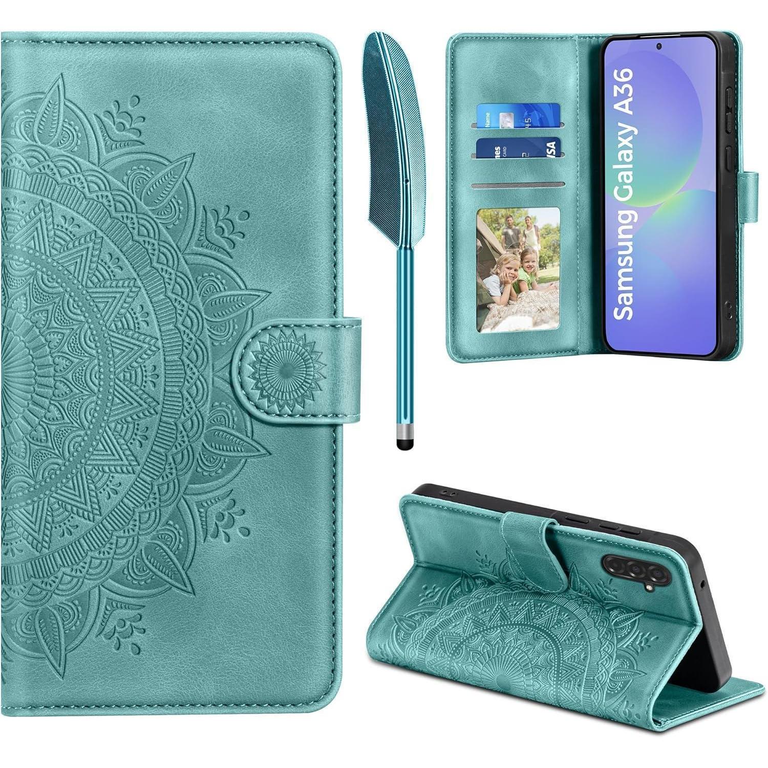 Lederhülle Klapphülle Kartenfach Magnet Samsung Galaxy A36 Grün