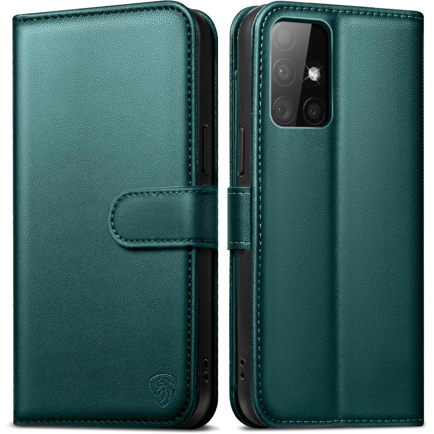 Handyhülle Samsung Galaxy A51 Grün Schutzhülle Lederhülle Rfid Blocker