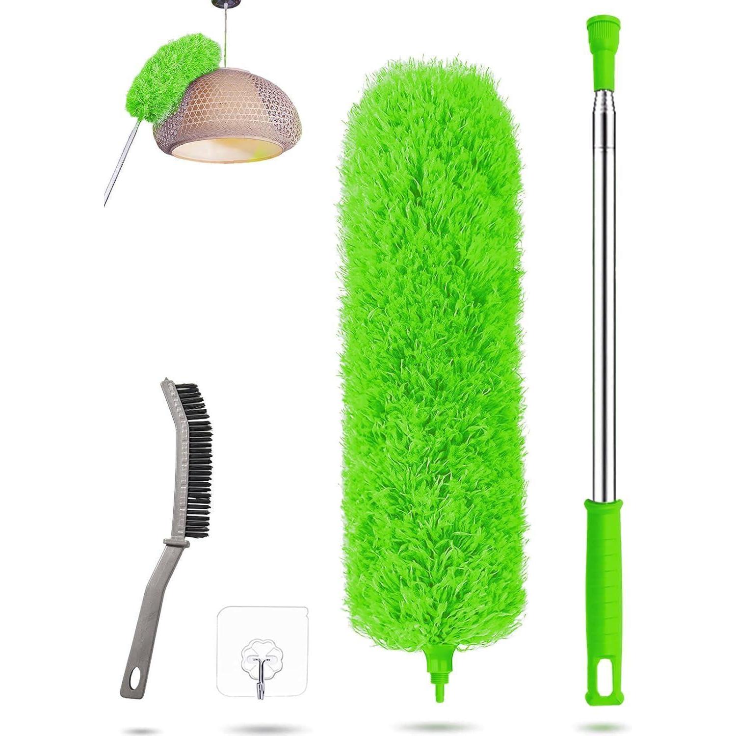 Staubwedel Teleskop 240cm Waschbar Mikrofaser Biegbar Grün 4