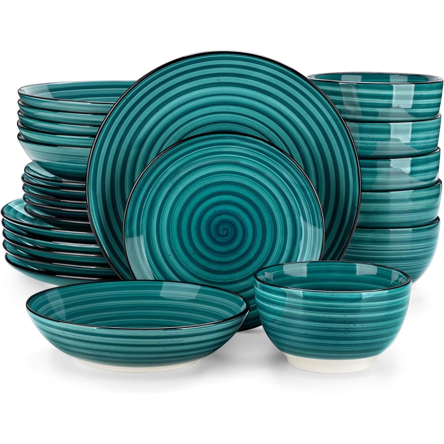 Vancasso Bonbon 24tlg Tafelservice Set Steingut Grün Geschirr Modern