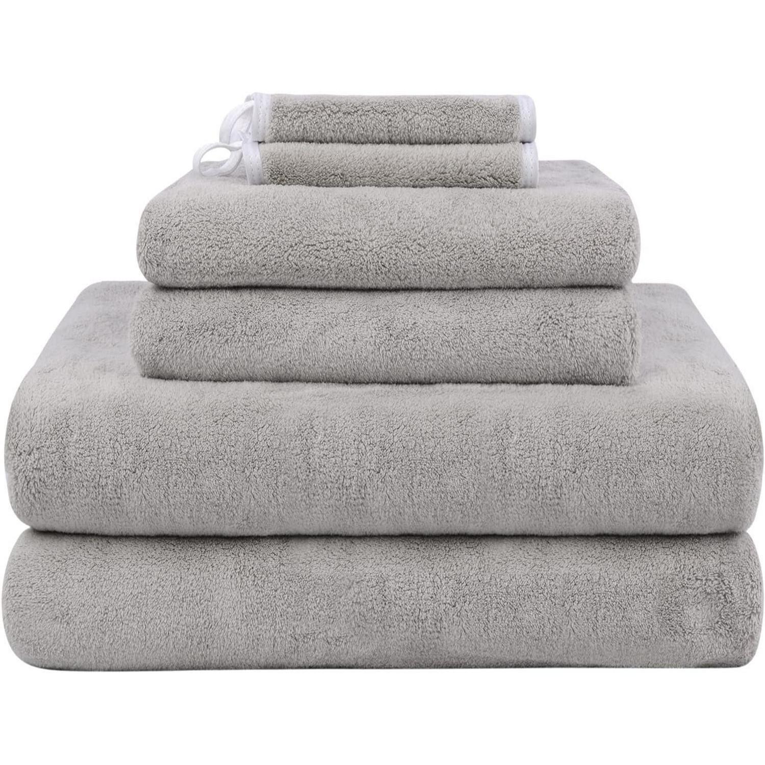 Premium Mikrofaser Handtuch-set 6tlg. Hellgrau 100% Saugstark