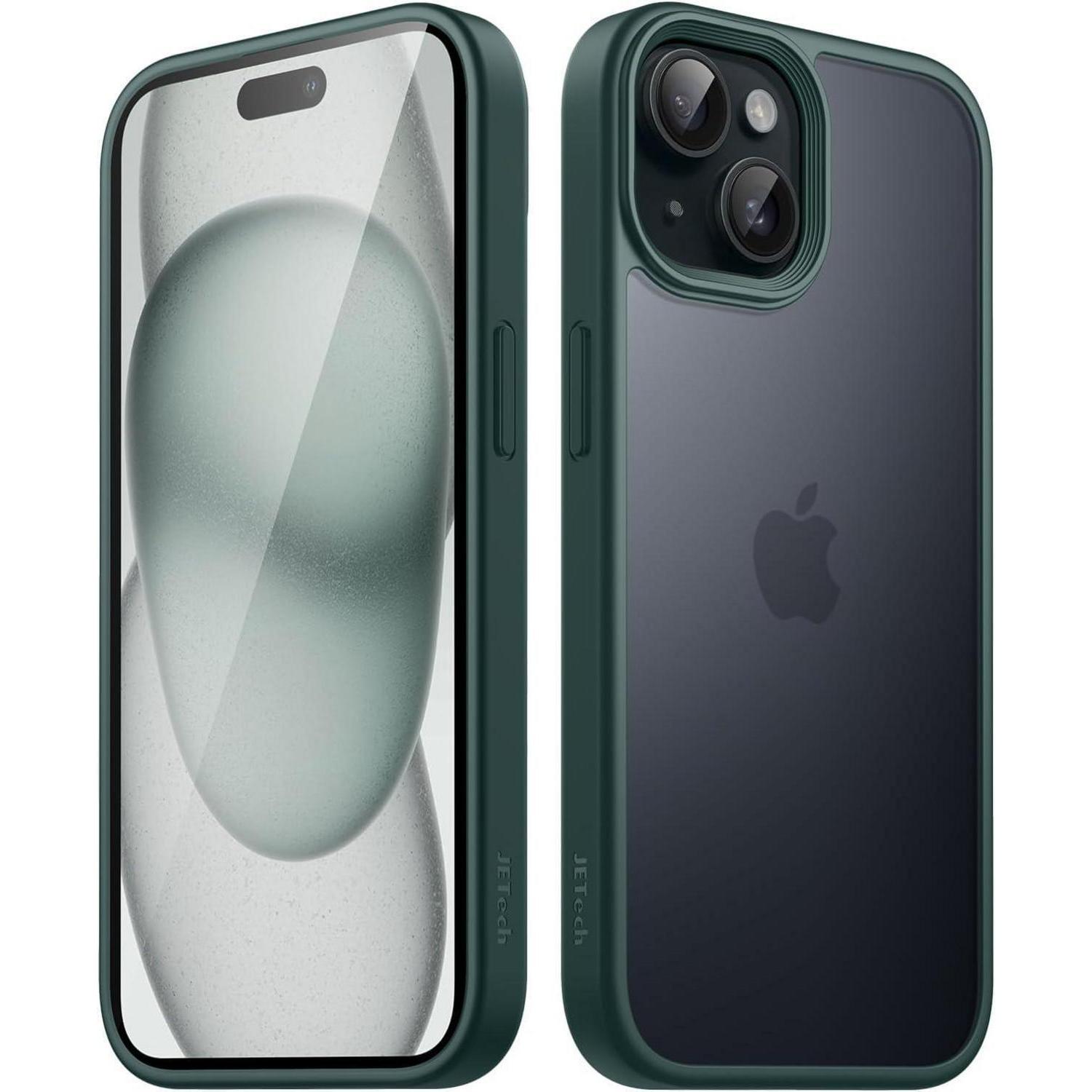 Handyhülle Iphone 15 Stoßfest Matt Anti Fingerabdruck Dunkelgrün