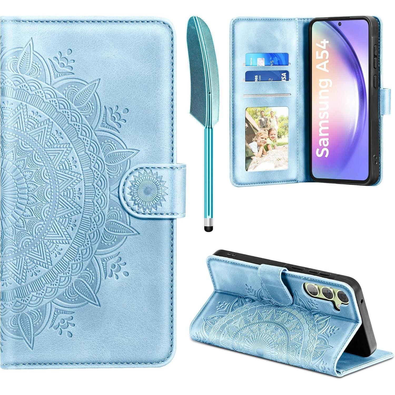 Lederhülle Für Samsung Galaxy A54 5g Flip Wallet Himmelblau
