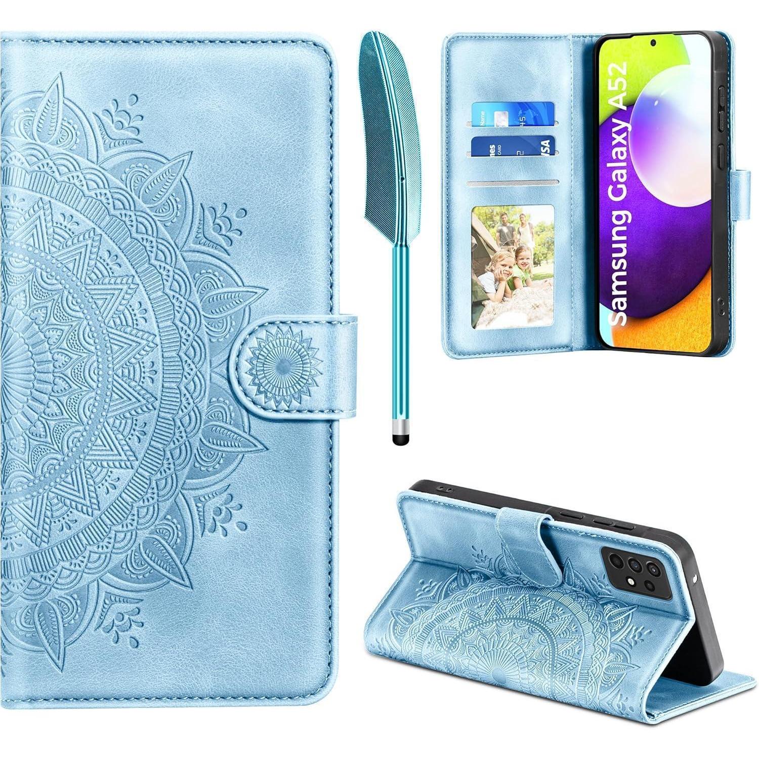Handyhülle A52 A52s 5g Pu Flip Samsung Galaxy A52 Himmelblau