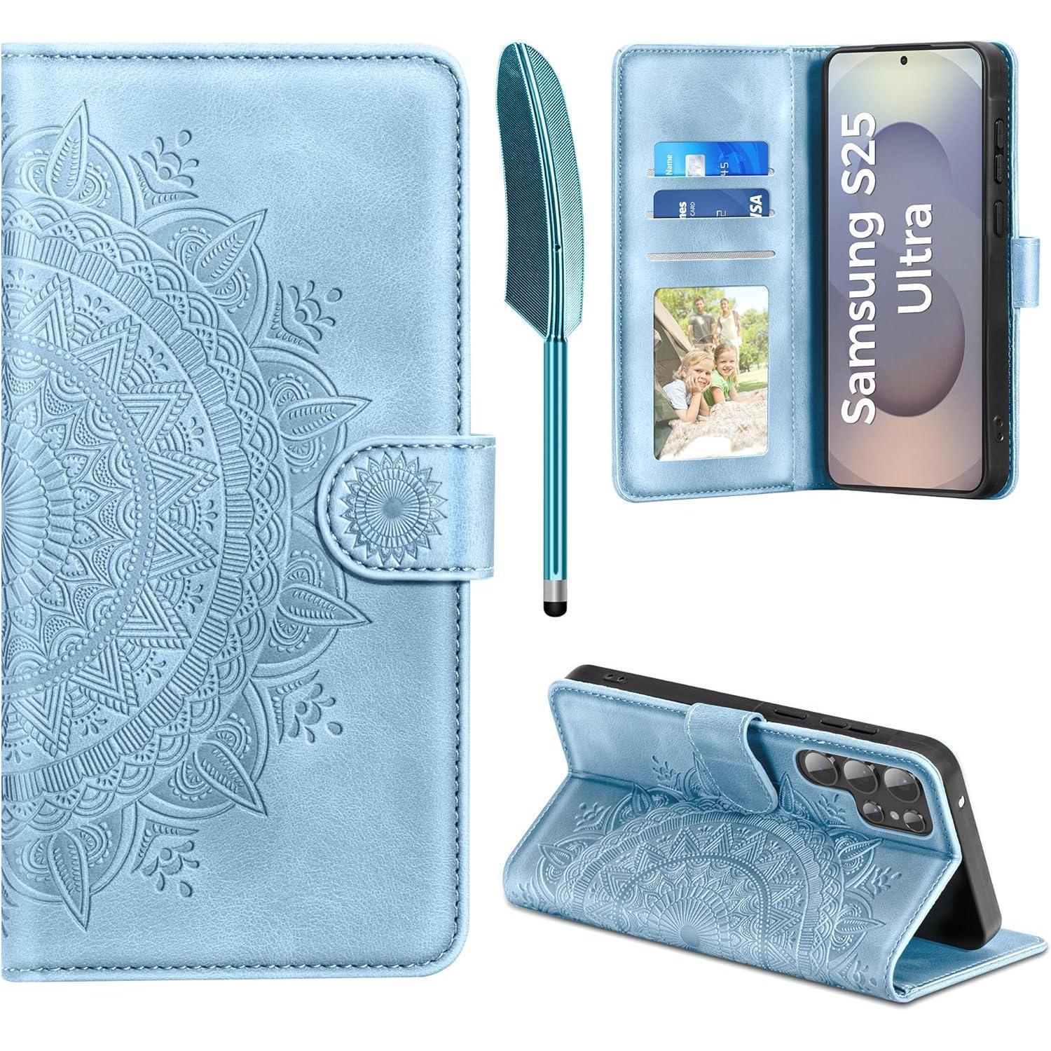 Handyhülle S25 Ultra Kartenfach Samsung Galaxy S25 Ultra Himmelblau