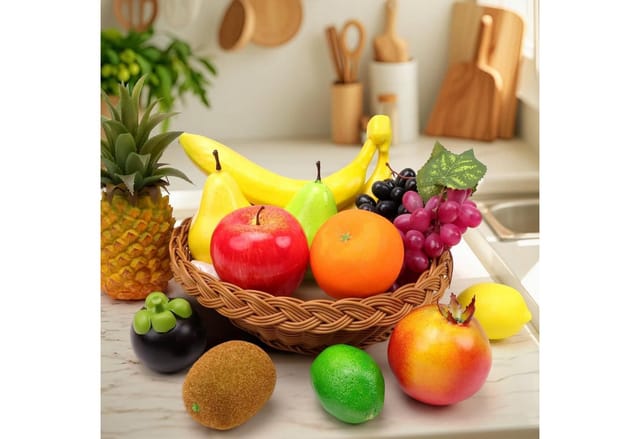 Künstliche Früchte 13 Apfel Banane Traube Zitrone Orange D