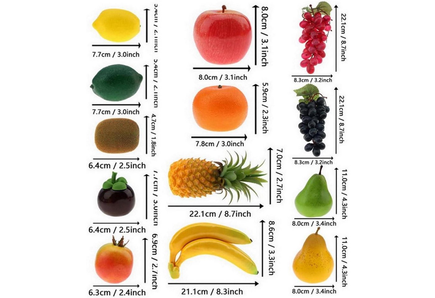Künstliche Früchte 13 Apfel Banane Traube Zitrone Orange D Bild 4