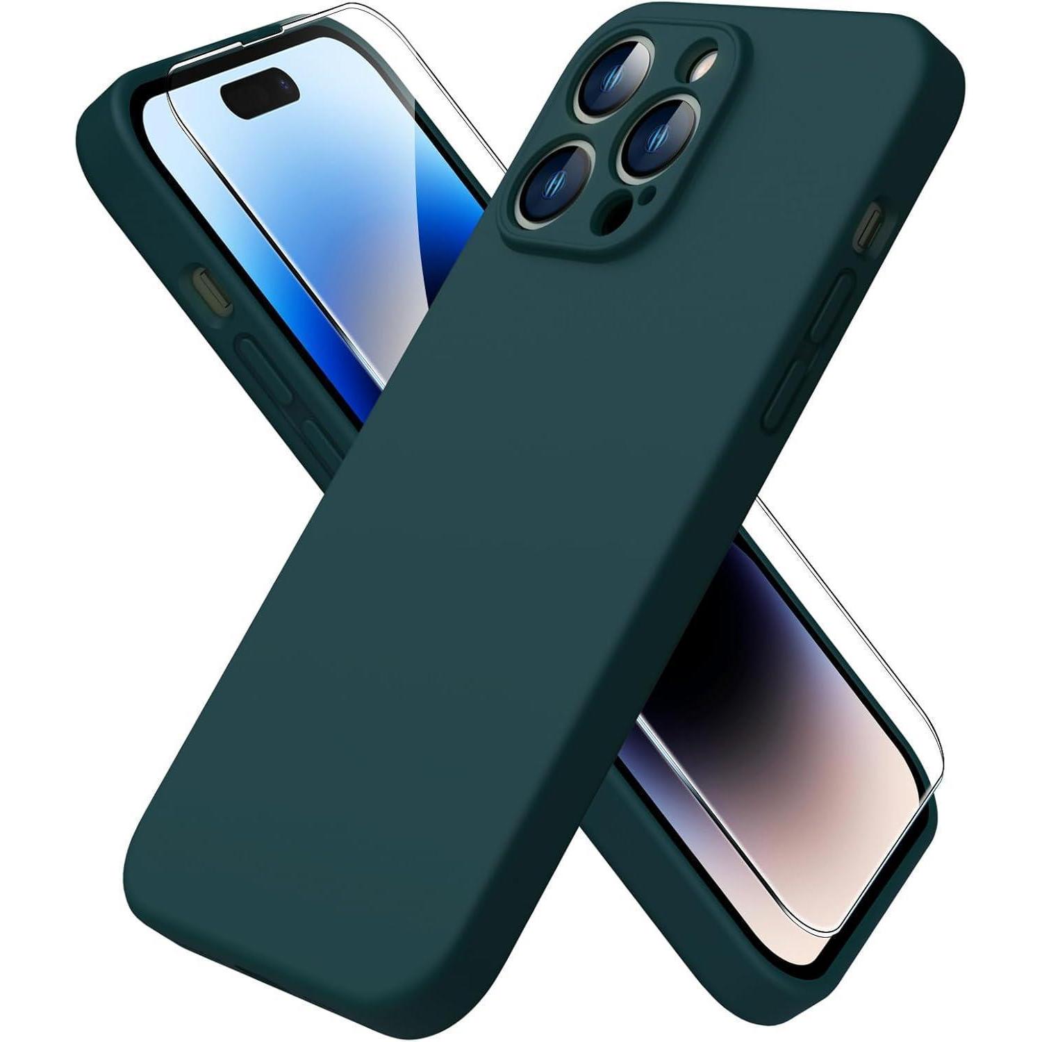 Handyhülle Iphone 14 Pro Max Panzerglas Stoßfest Liquid Olivgrün