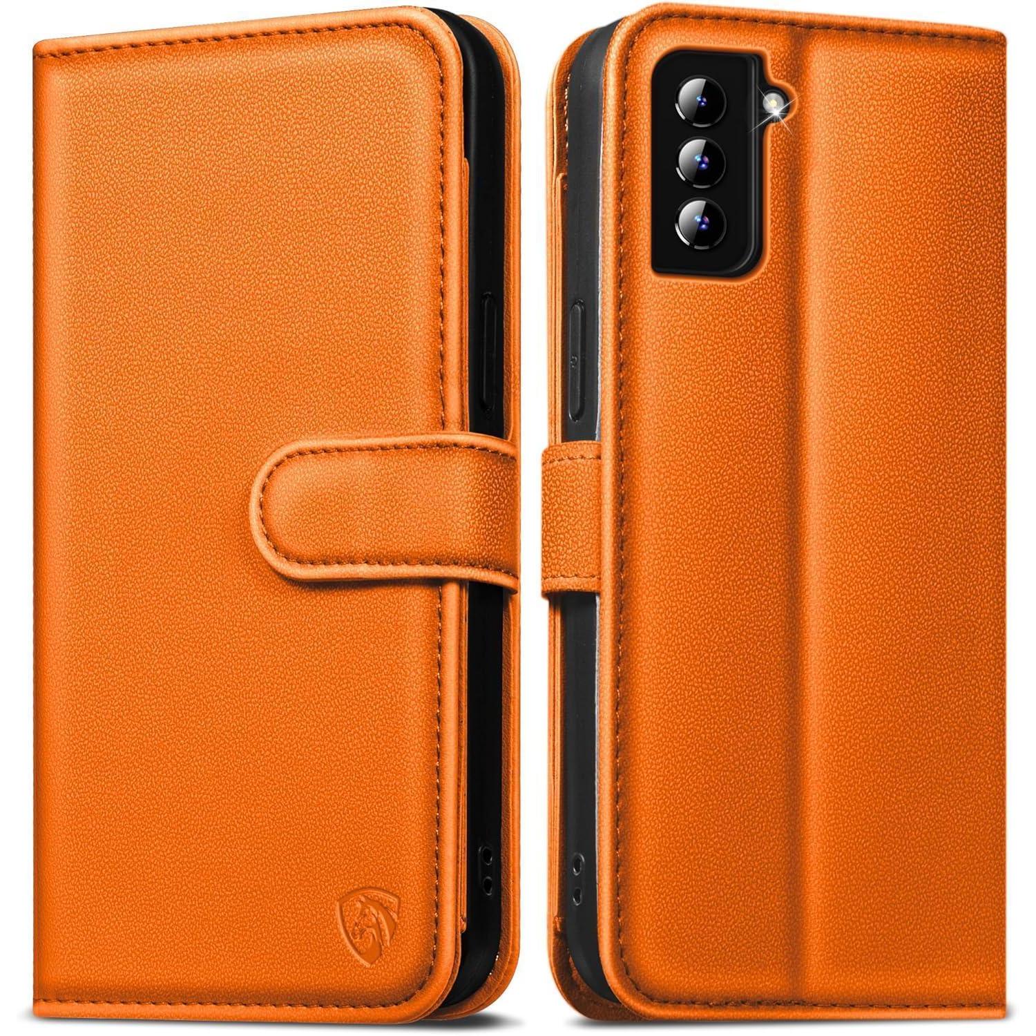 Handyhülle Samsung Galaxy S21 Wallet Für Samsung Galaxy S21 Orange
