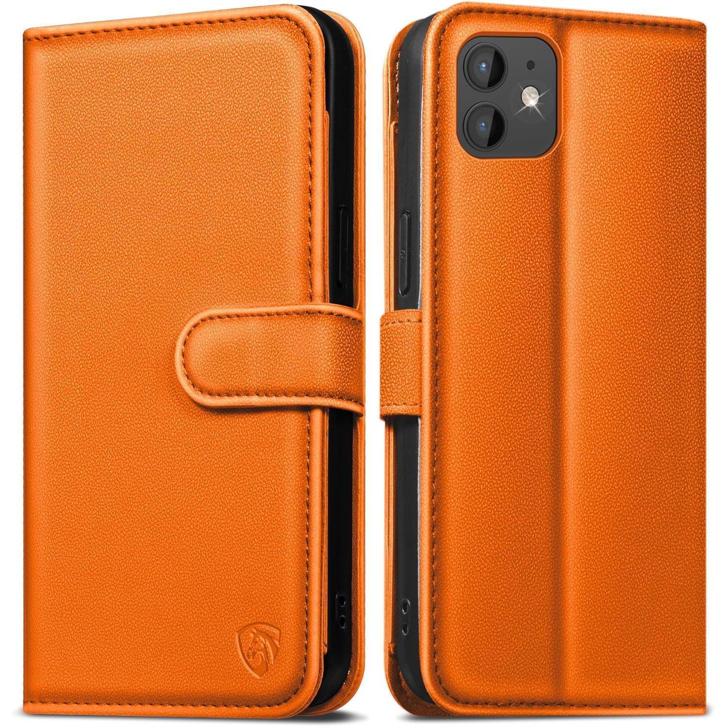 Handyhülle Iphone 11 Klapphülle Leder Für Iphone 11 Orange