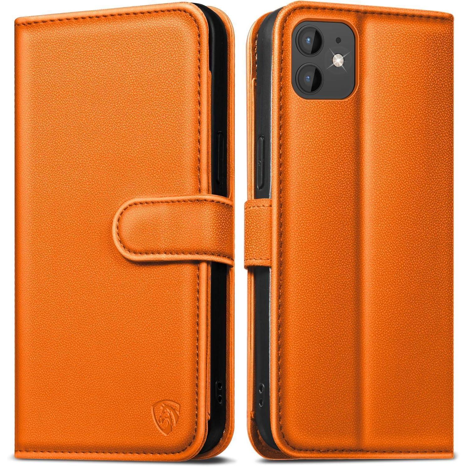 Handyhülle Iphone 12/12 Pro Lederhülle Rfid Schutz Orange