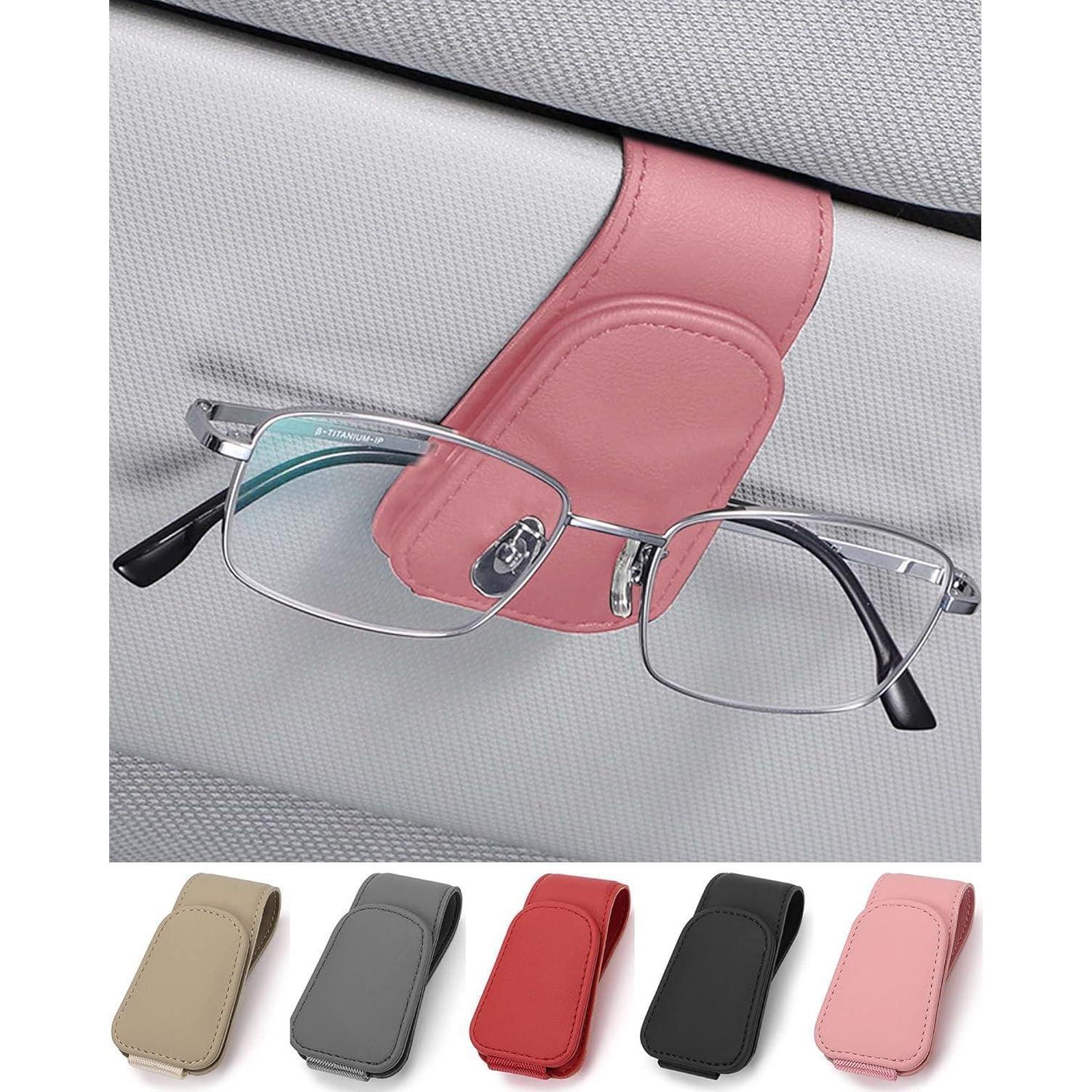 Brillenhalter Auto Sonnenblende Leder Sonnenbrillen Rosa 9.5cm4.5cm