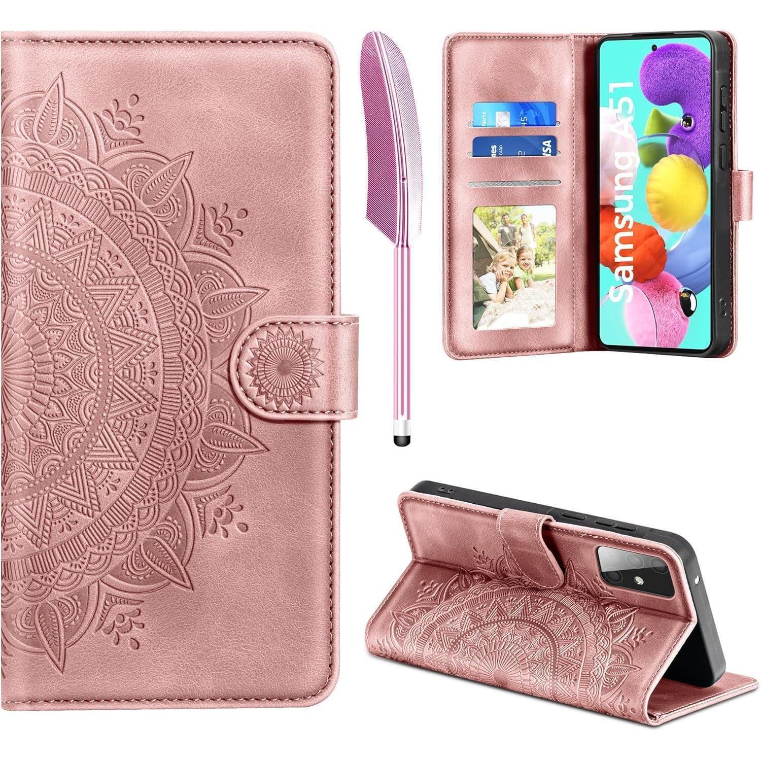 Samsung Galaxy A51 Lederhülle Flip Wallet Case Rosa